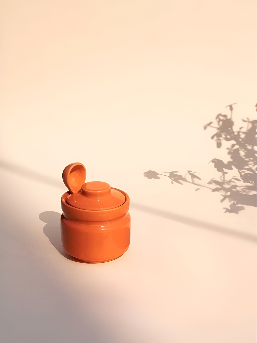 FREEDOM TREE Orange Ceramic Dishwasher and Microwave Safe Jar Container
