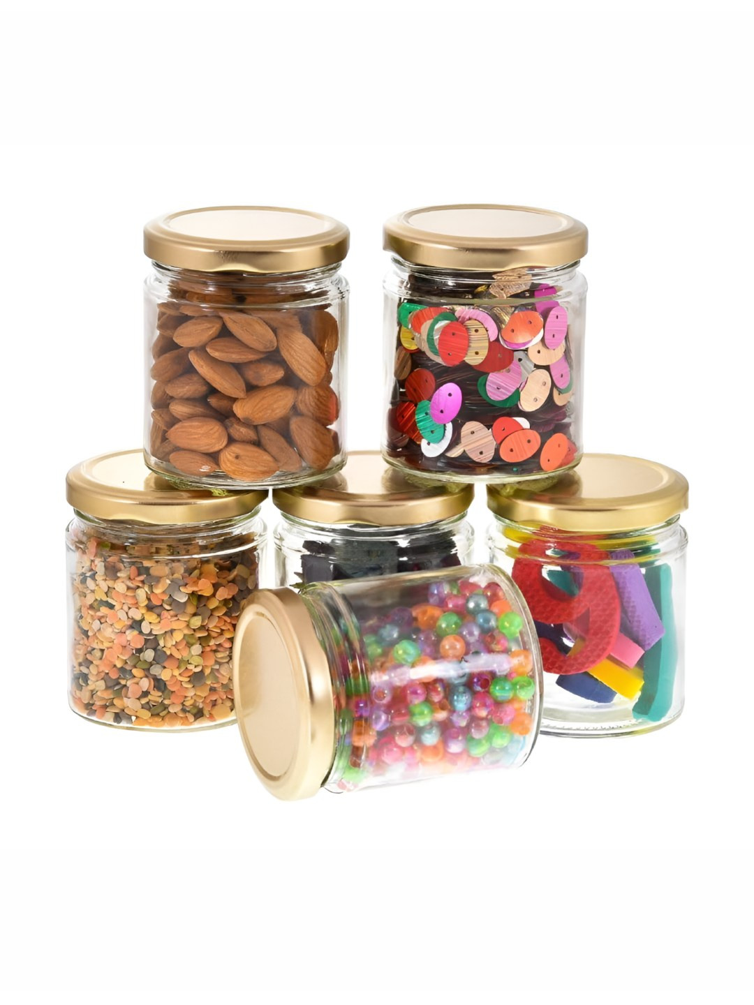 Virtuous Transparent 6 Pieces Glass Air Tight Jar Containers - 200ml