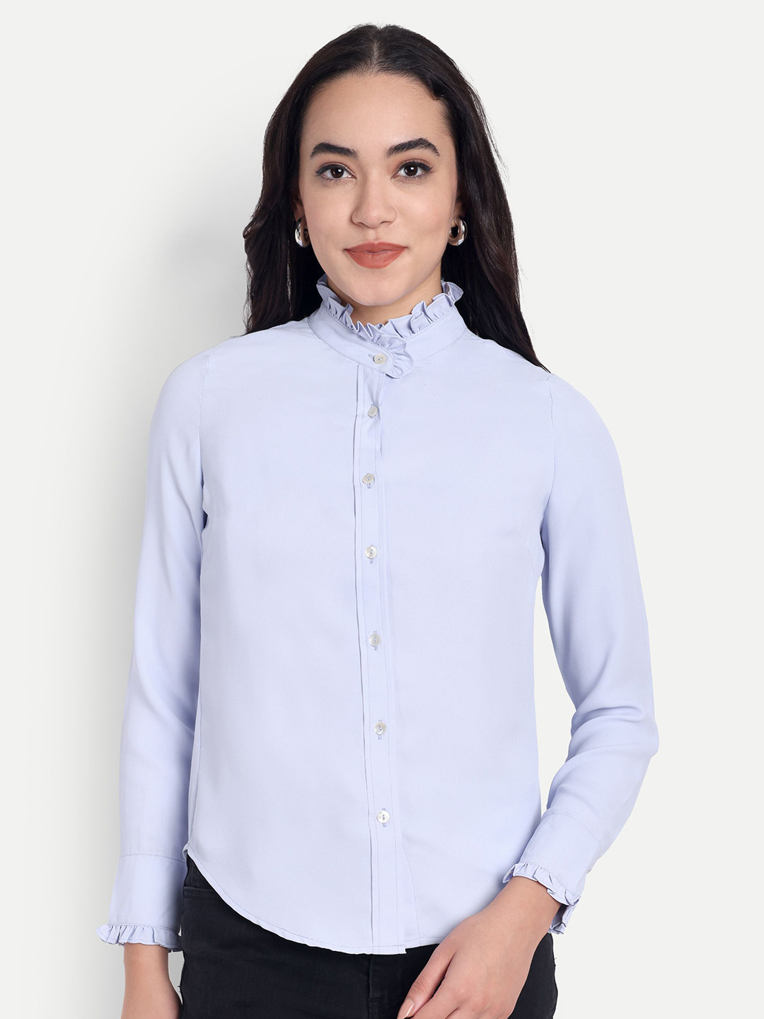 FairLeaf Women Solid Built-Up Collar Cotton Casual Shirt