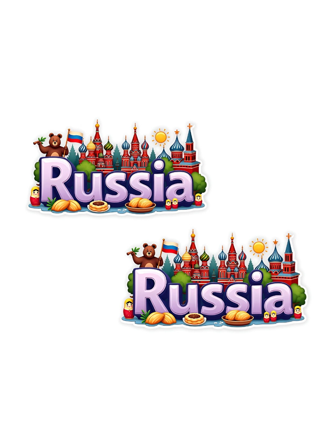 GIFTSHALA Set Of 2 Red & Green Russia Printed Decorative Magnets