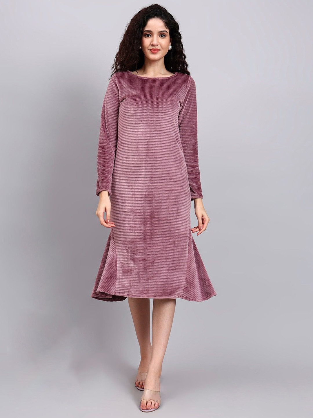 PowerSutra A-Line Round Neck Waisted Dress Midi Dress