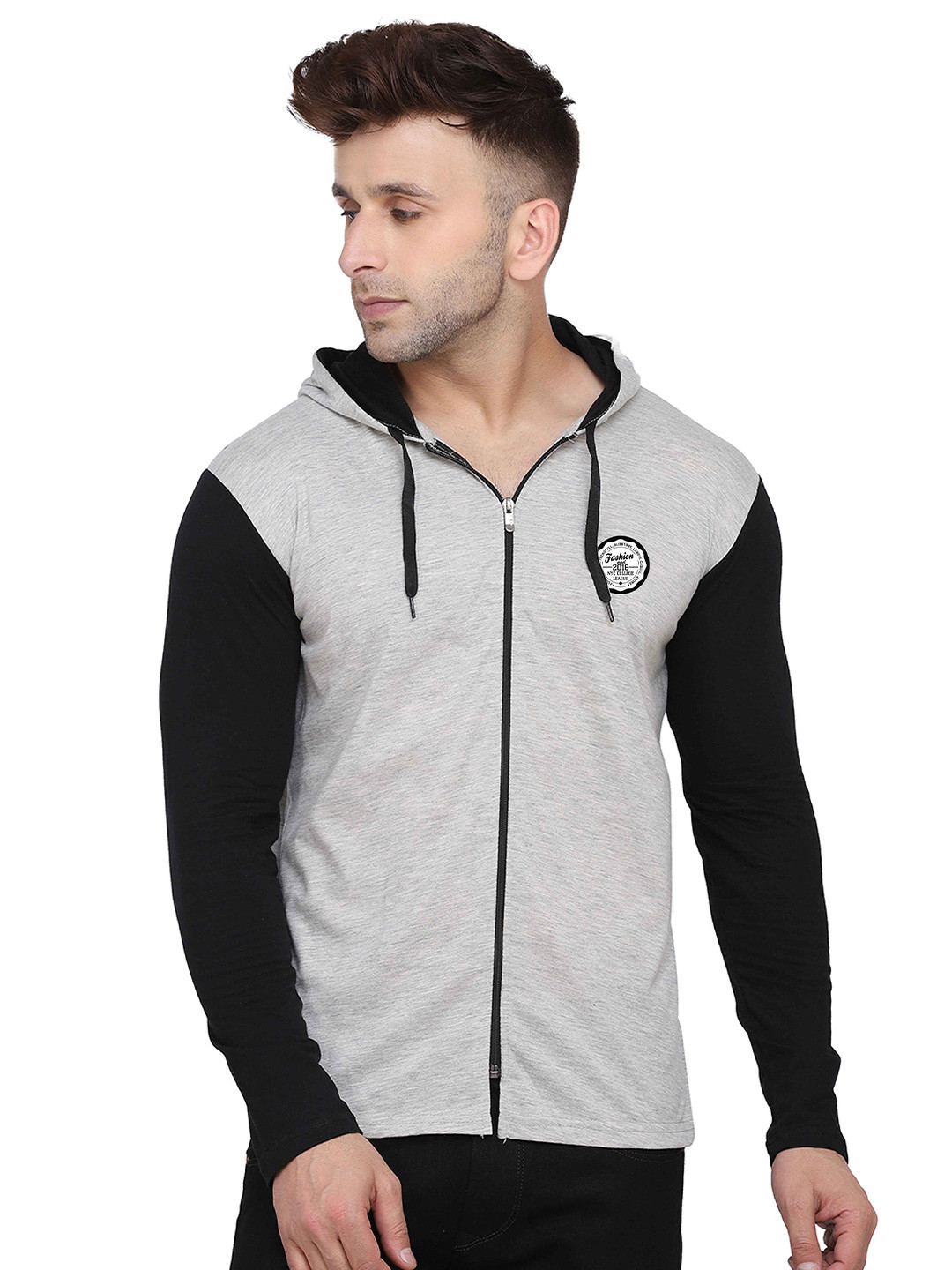 Blisstone Hooded New Basics Cotton Raglan Sleeves Slim Fit T-shirt