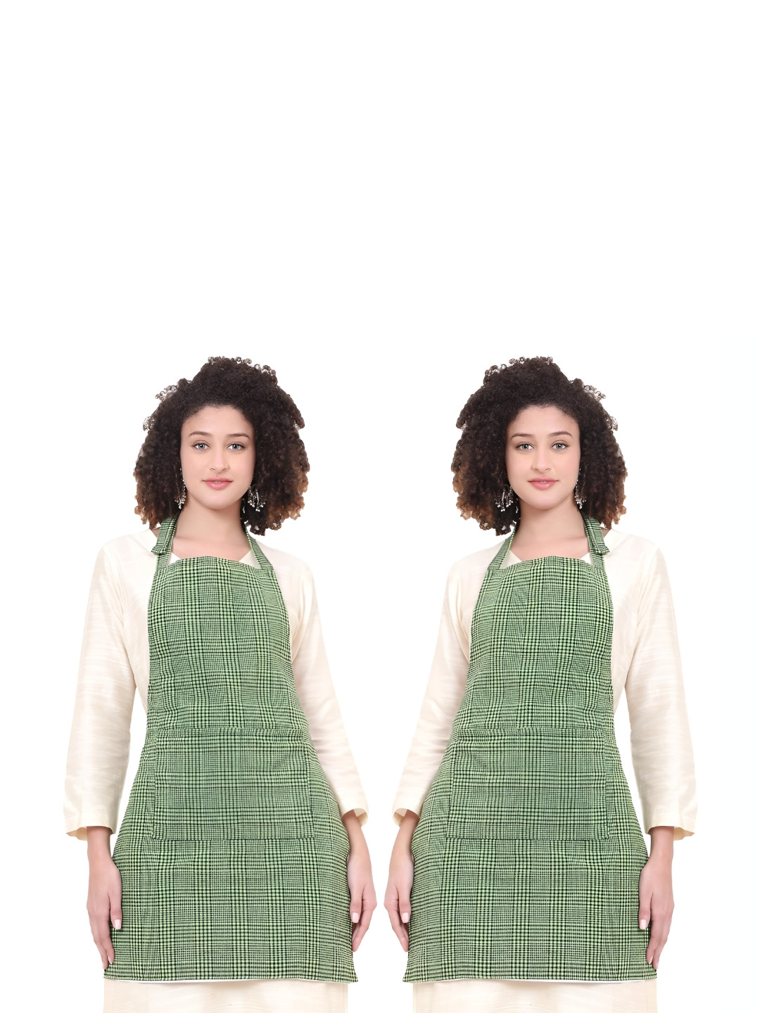 DESNUDA Pack of 2  Checked Waterproof Kitchen Aprons