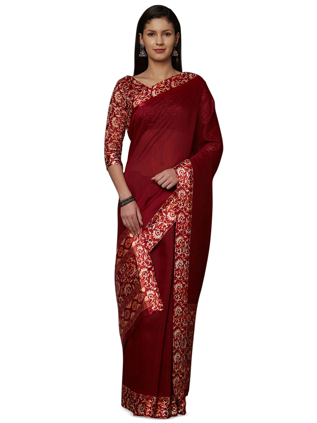 KALINI Ethnic Motifs Print Saree  With Unsitiched Blouse Piece