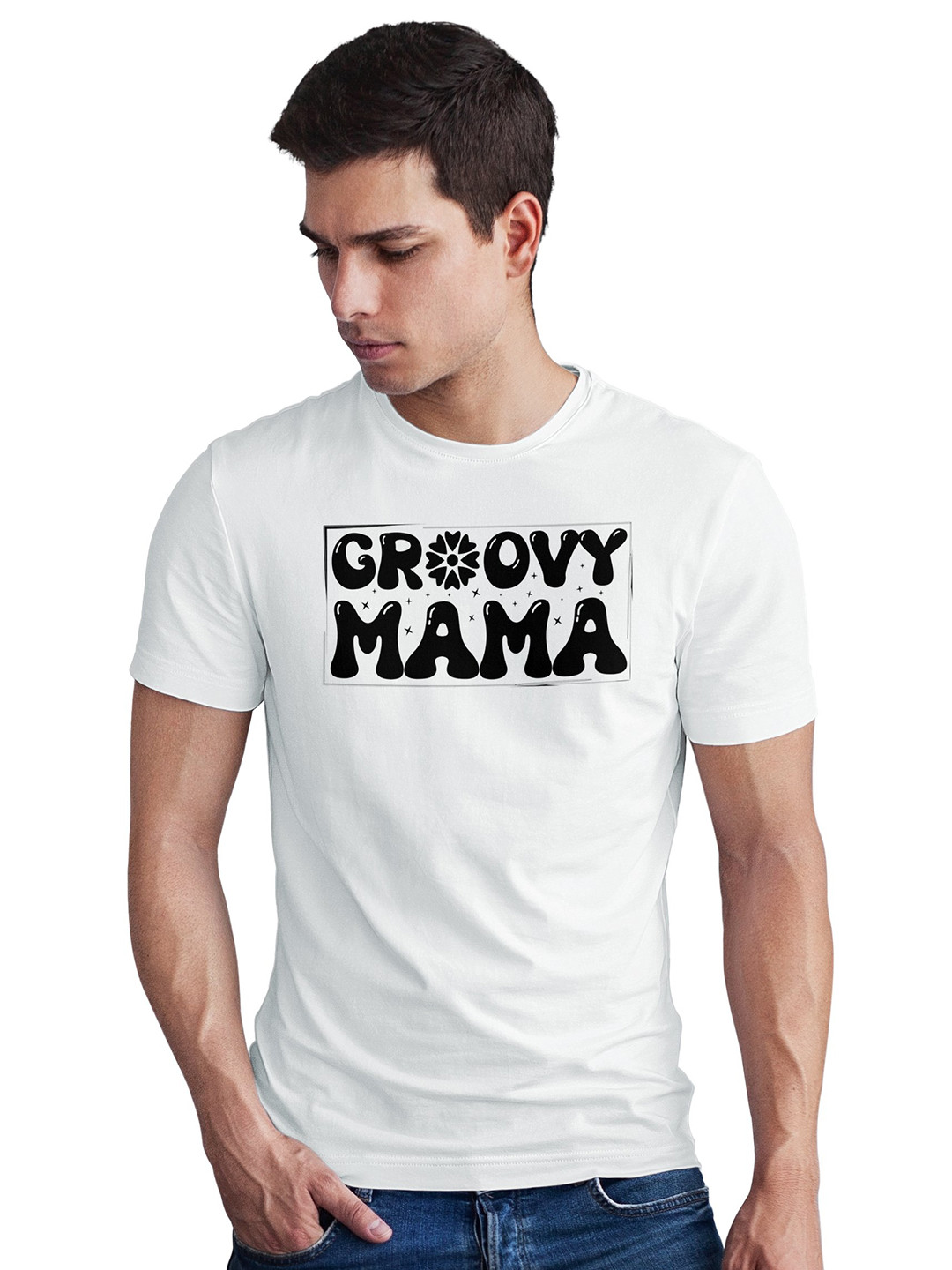 Seekbuylove Groovy Mama Printed Round Neck Short Sleeves Pure Cotton Bio Finish T-shirt