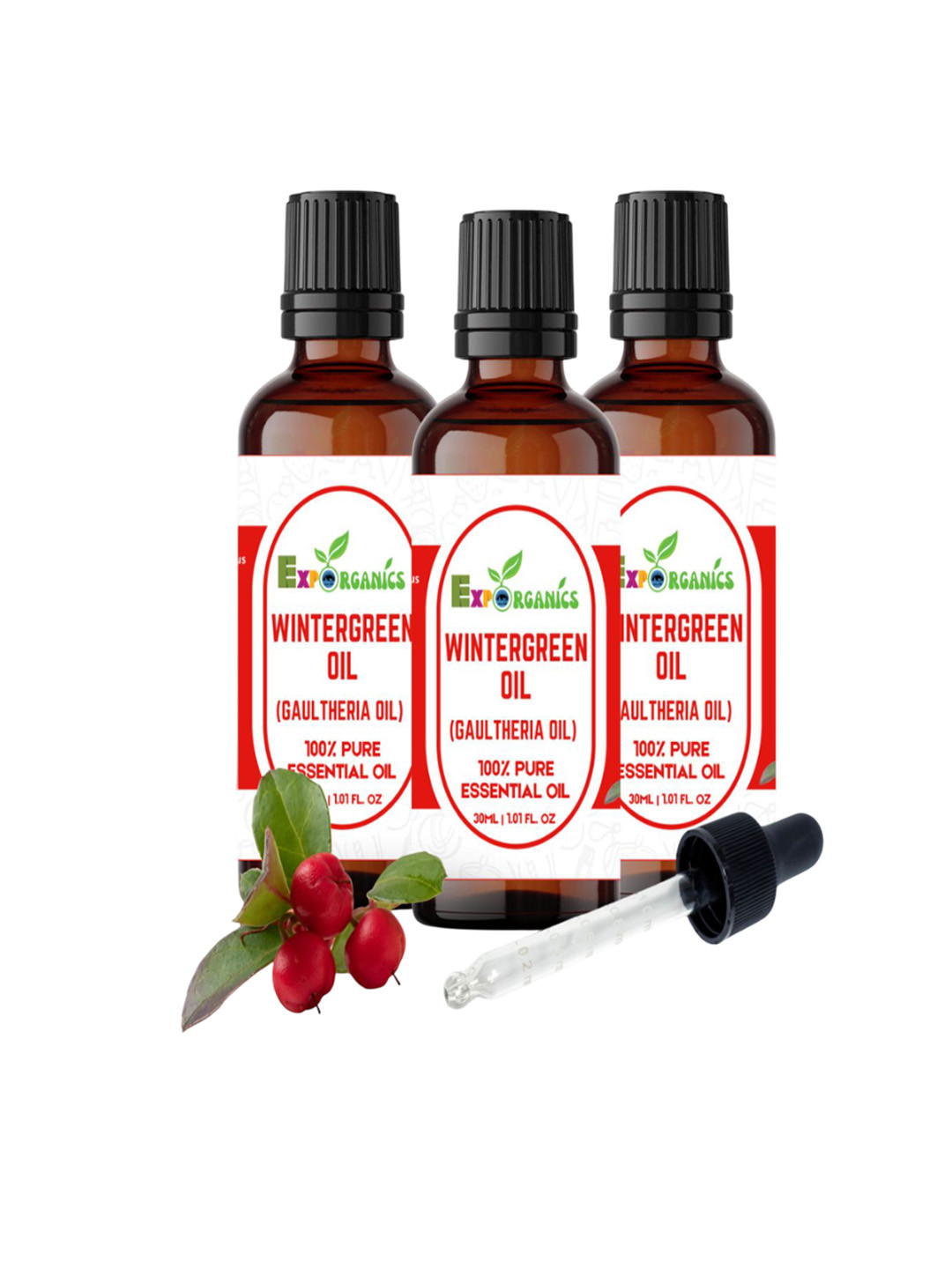 EXPO ORGANICS Set Of 3 Wintergreen Essential Oil - 30 ml Each