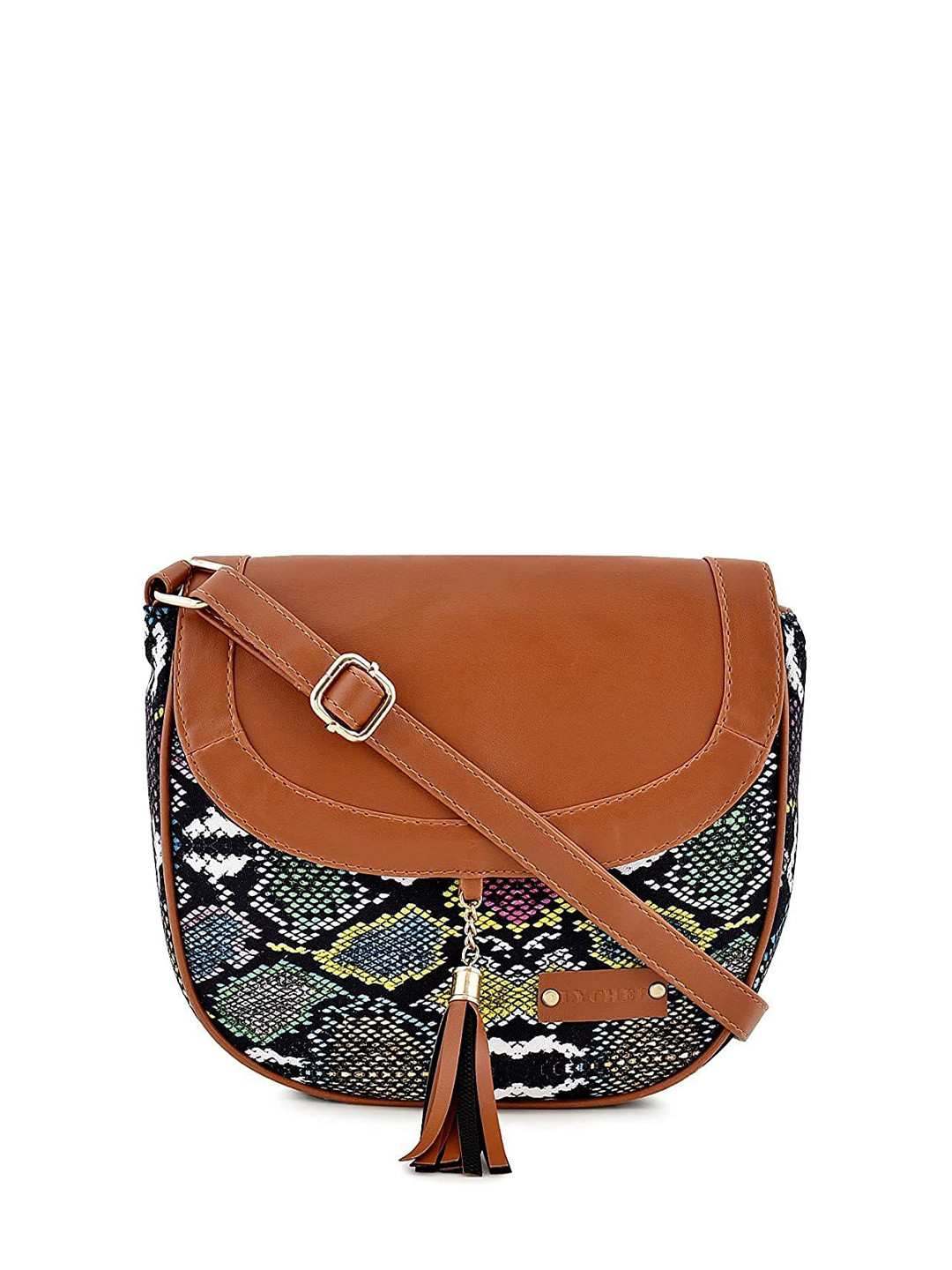 Provogue Abstract Printed Detachable Sling Strap Cut Work Shopper Sling Bag