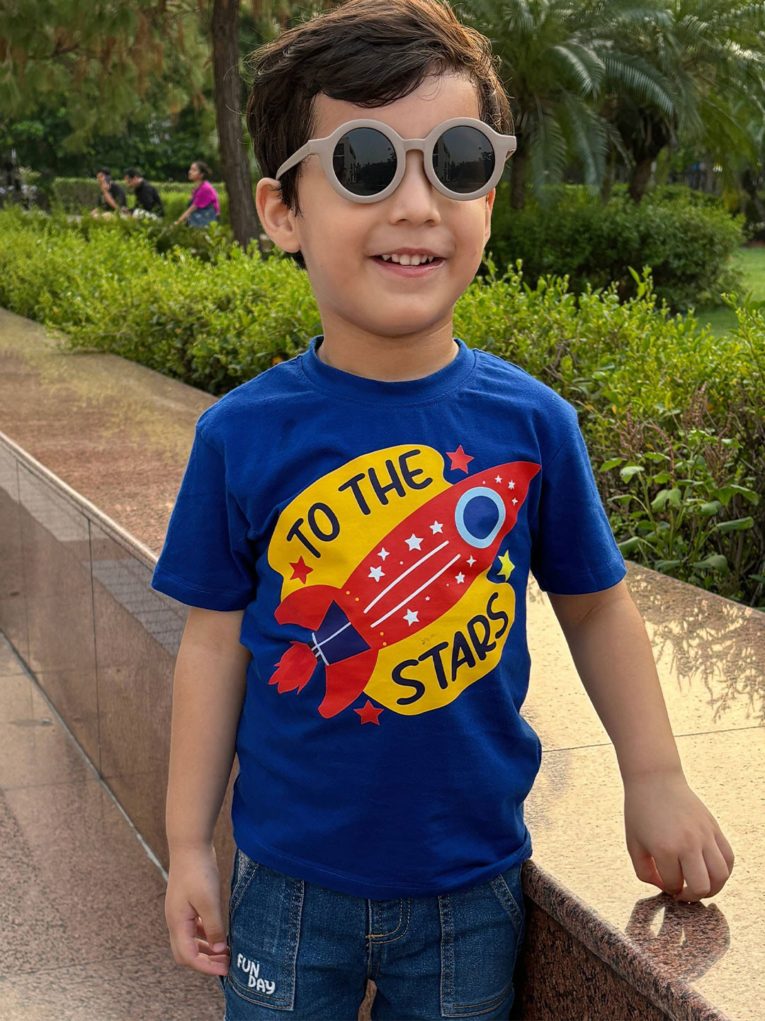 HapyHatch Boys To The Stars Printed Short Sleeves Regular Fit Pure Cotton Tshirts