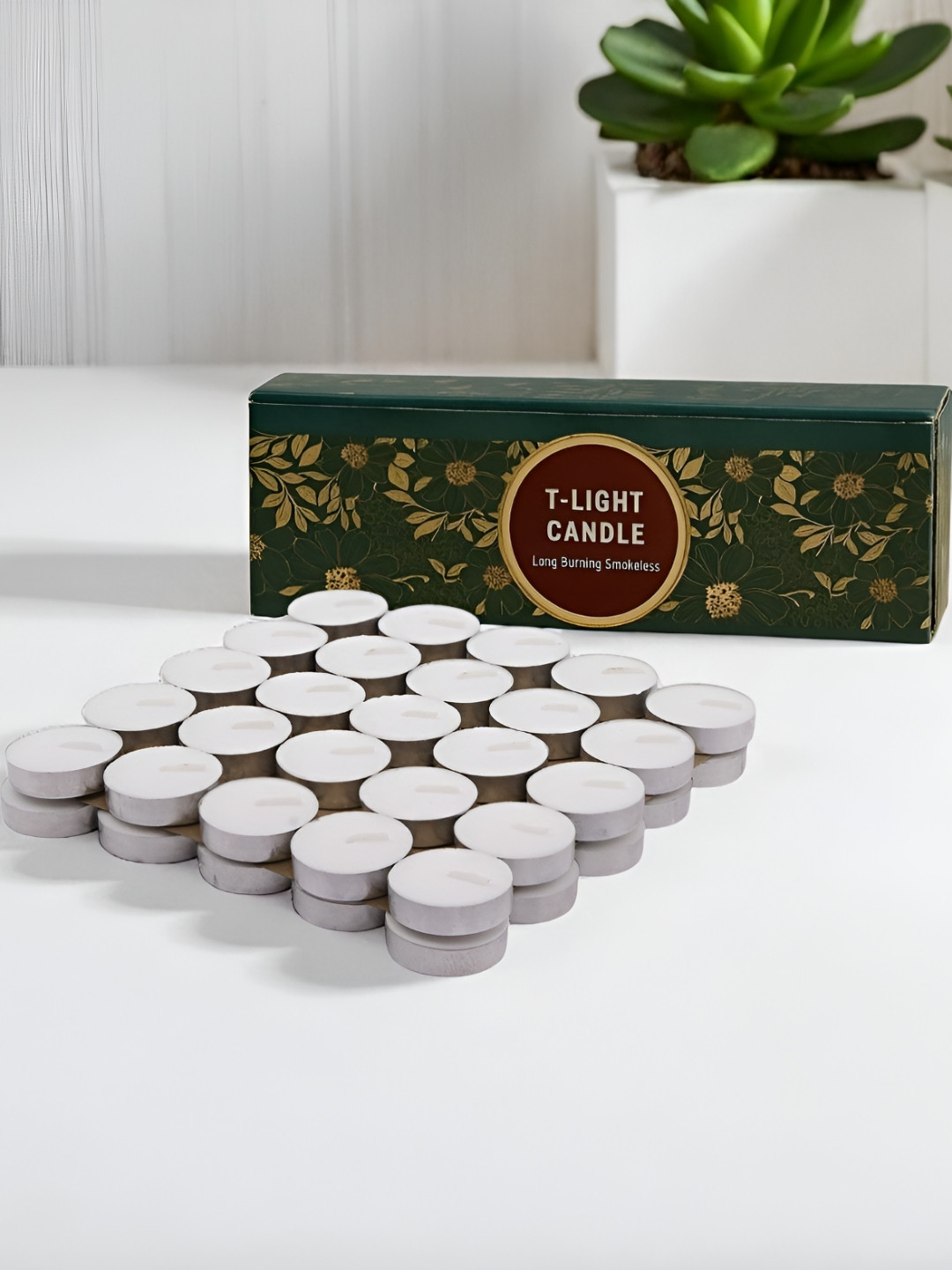 Ascension White 50 Pieces Wax Diwali Decor Tea Light Candles