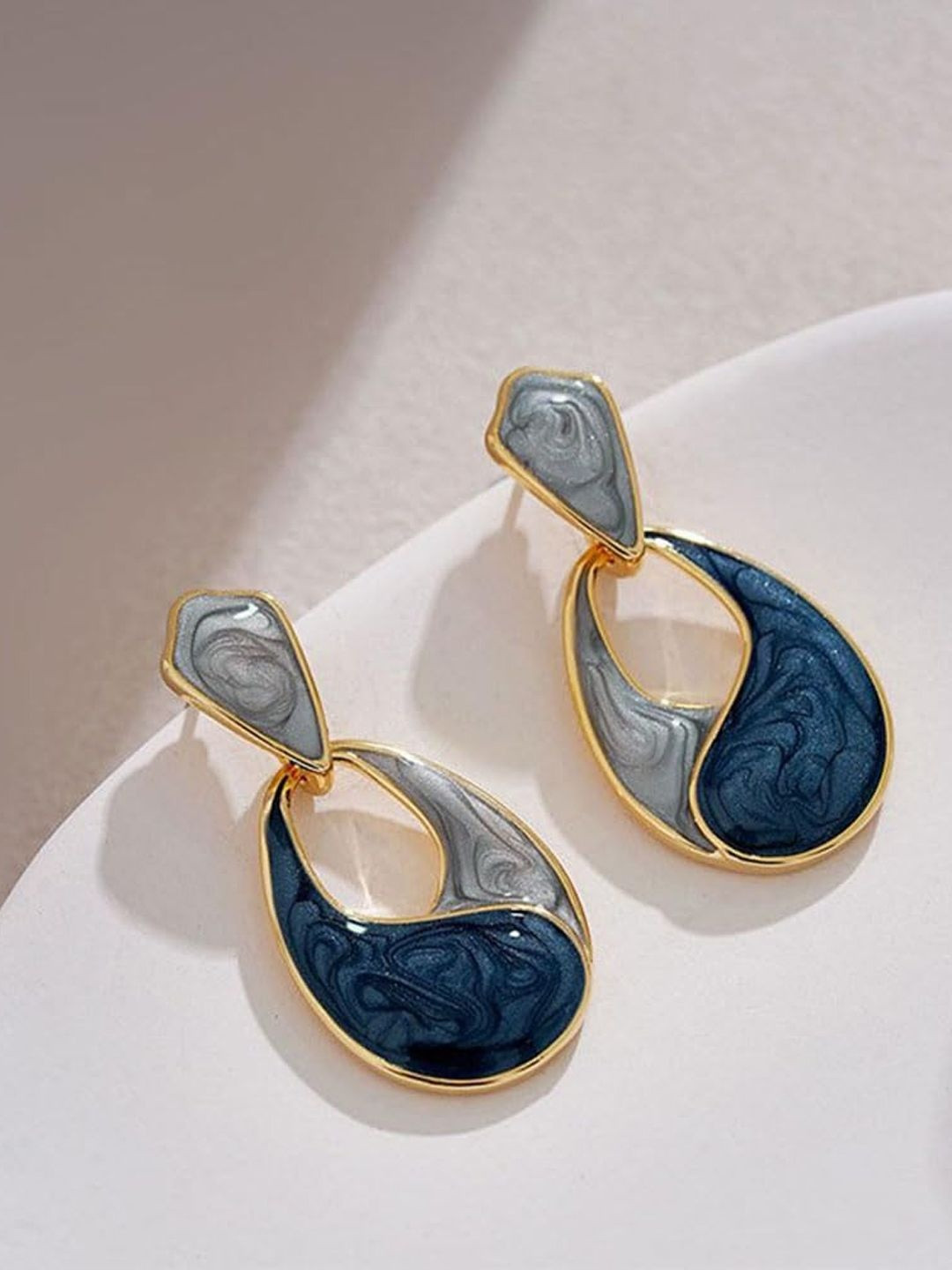 BEYTER Enamelled Geometric Shaped Resin Drop Earrings