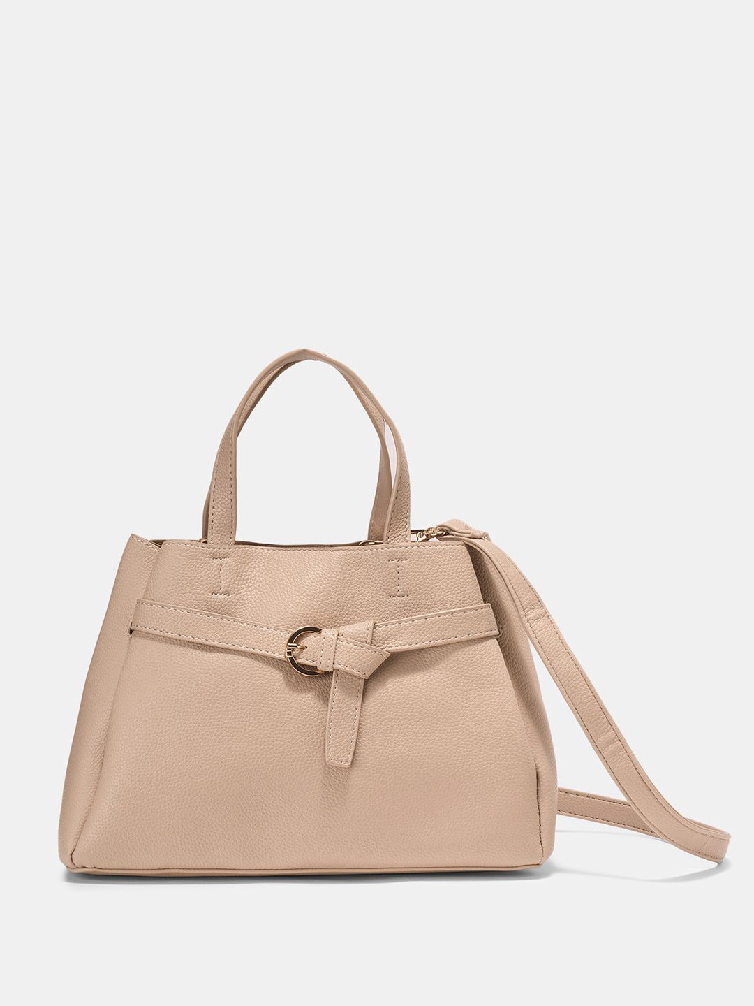 Forever Glam by Pantaloons Textured Buckle Detail Oversized Structured Sling Bag