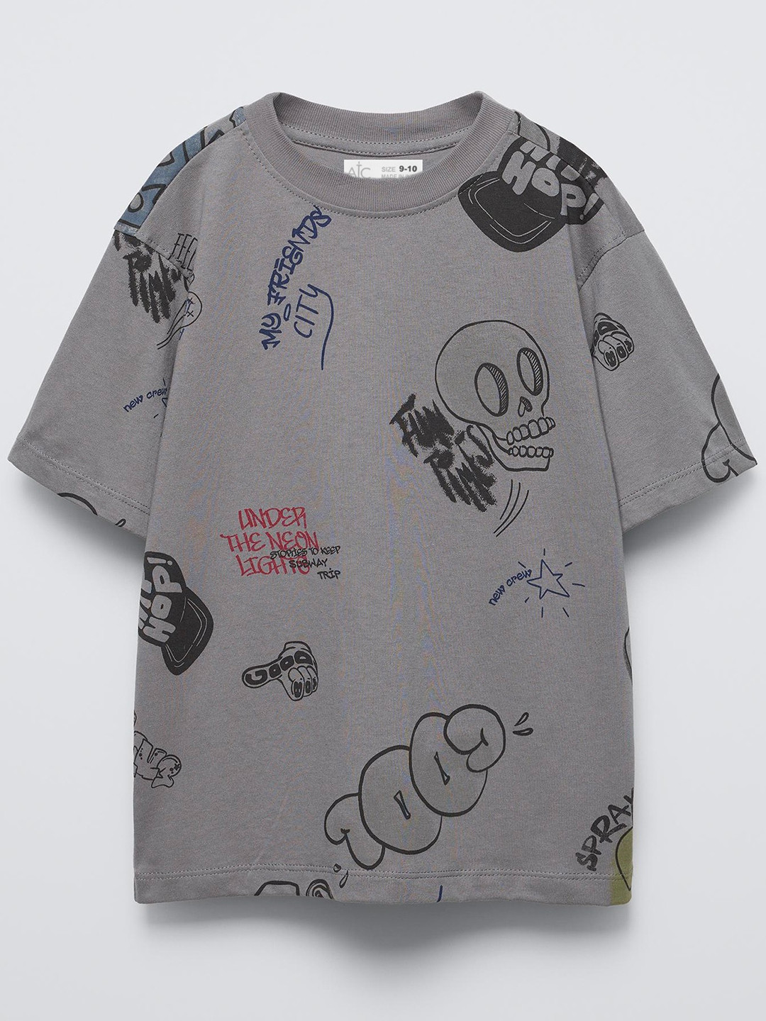 Alan Jones Boys Printed Drop-Shoulder Sleeves T-shirt