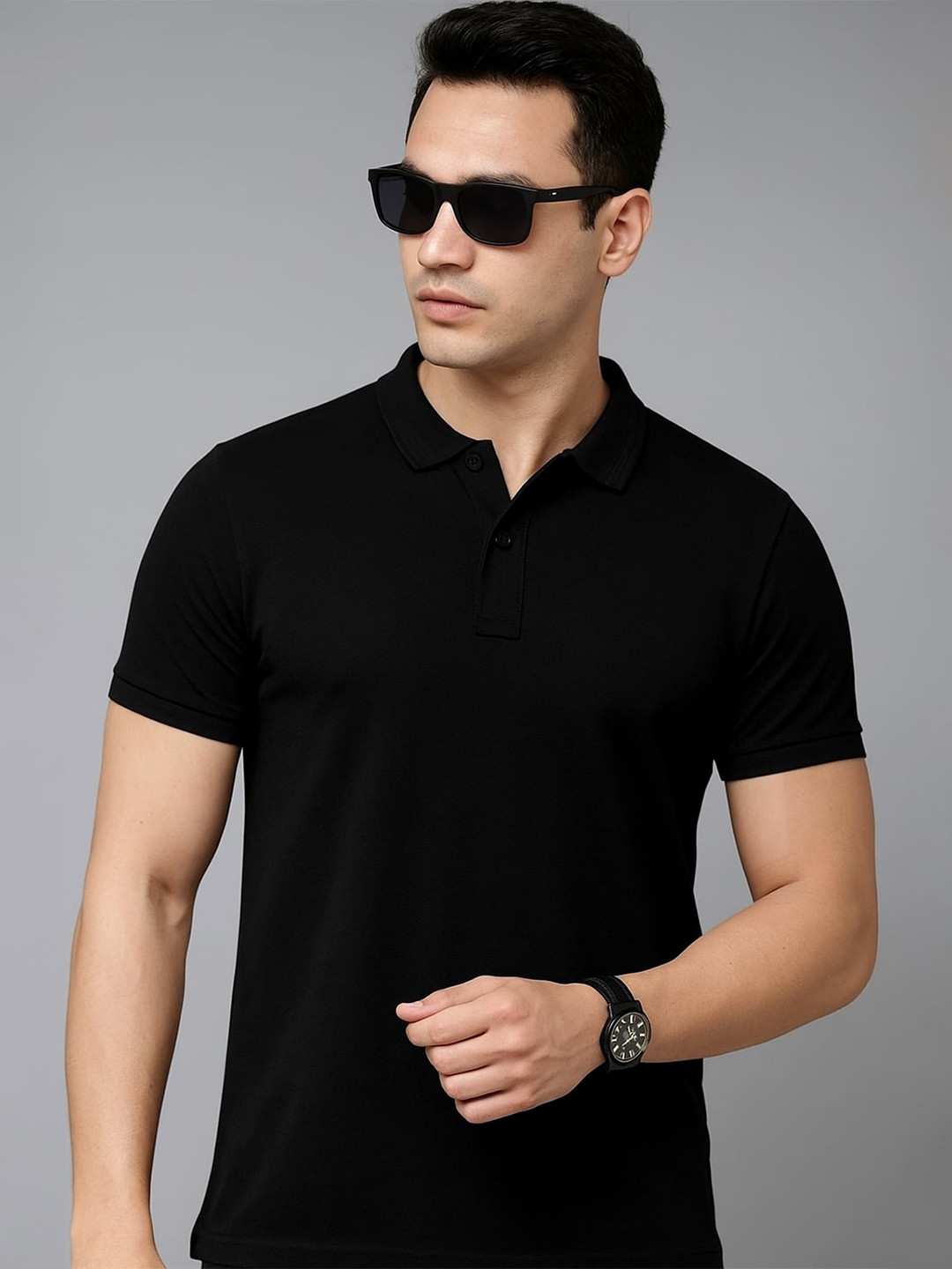 Vivaan Fab Men Solid Polo Collar Slim Fit T-shirt