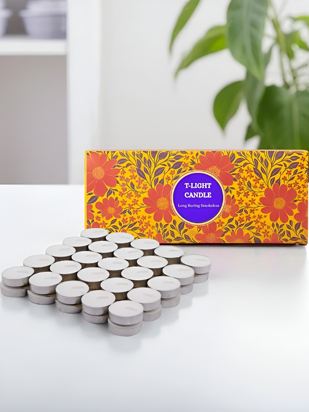 Ascension White 50 Pieces Wax Diwali Decor Tea Light Candles