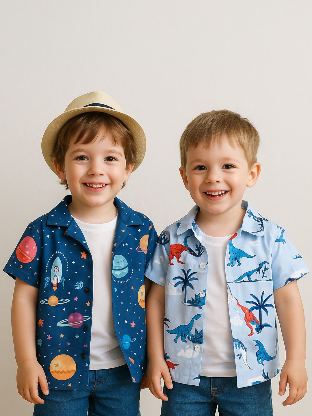 Maitri Fashion Kids Pack Of 2 Conversational Printed Relaxed Pure Cotton Shirts