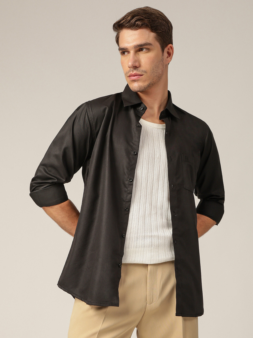 DENNISON Spread Collar Chest Pocket Party Wear Formal Shirt