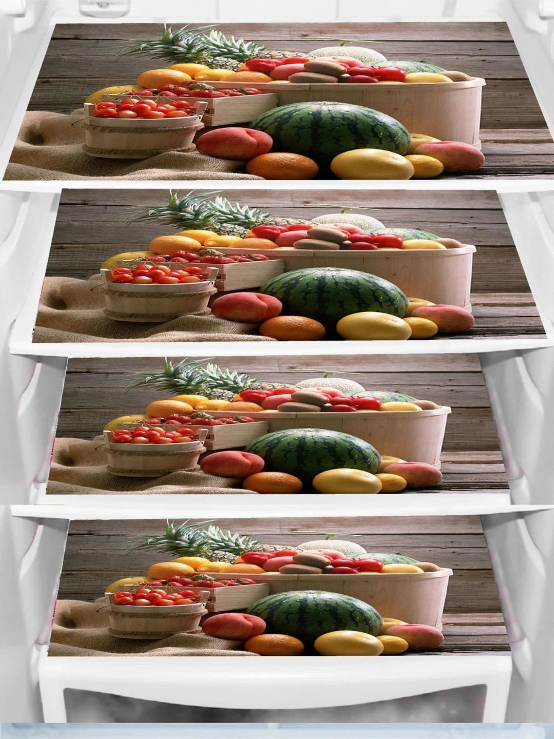 Cread Craft 4 Pcs Brown Printed Fridge Mats