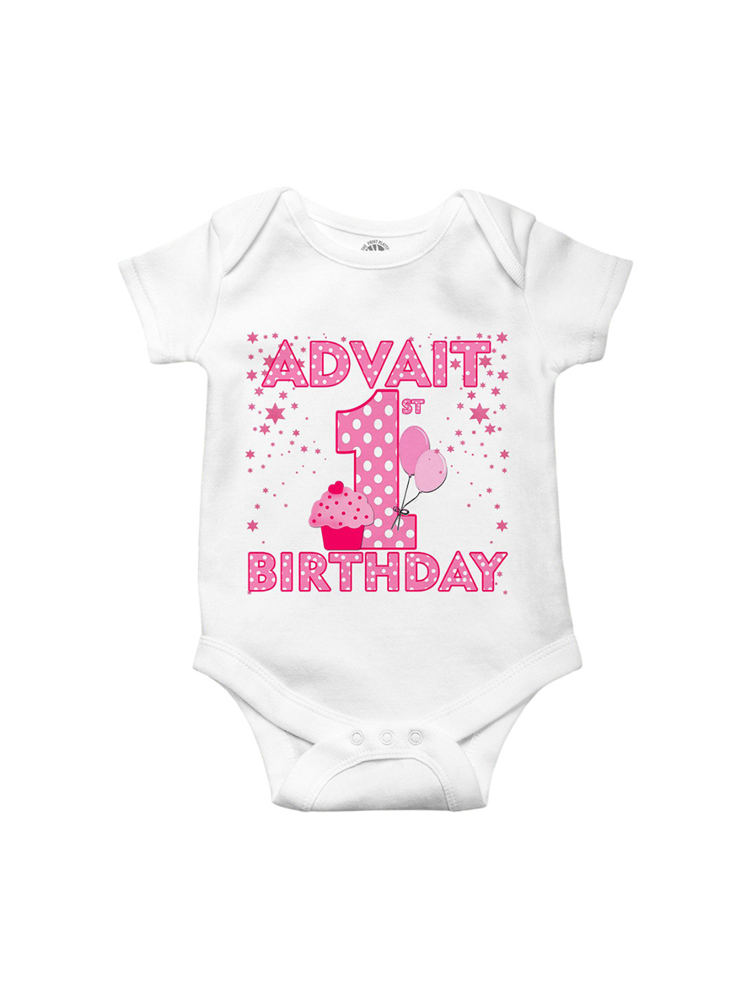THE PRINT PLATTER Kids 1st Birthday Printed Envelope Neck Romper Ultra Bio Wash Bodysuit