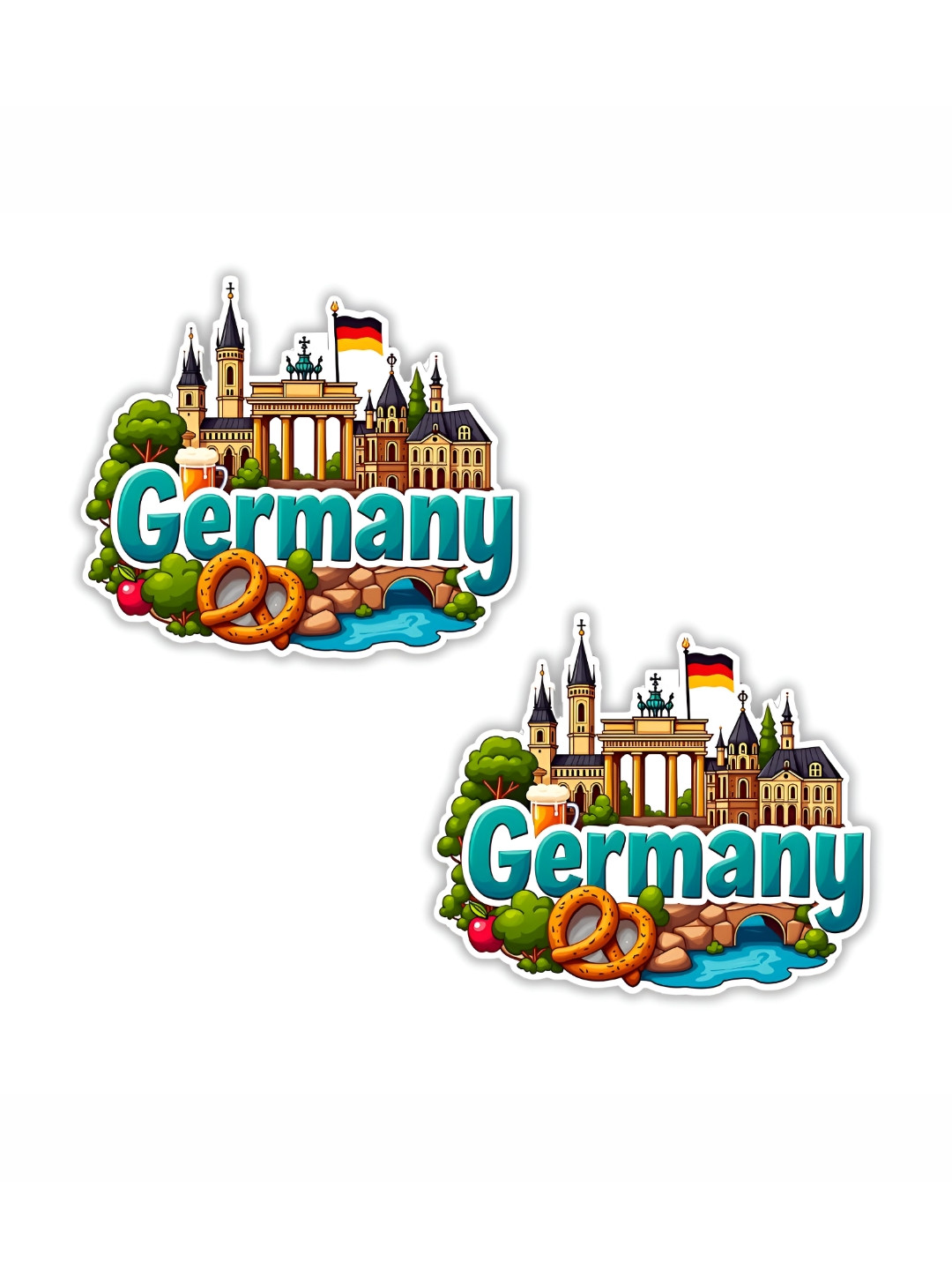 GIFTSHALA Set Of 2 Blue & Green Germany Printed Decorative Magnets