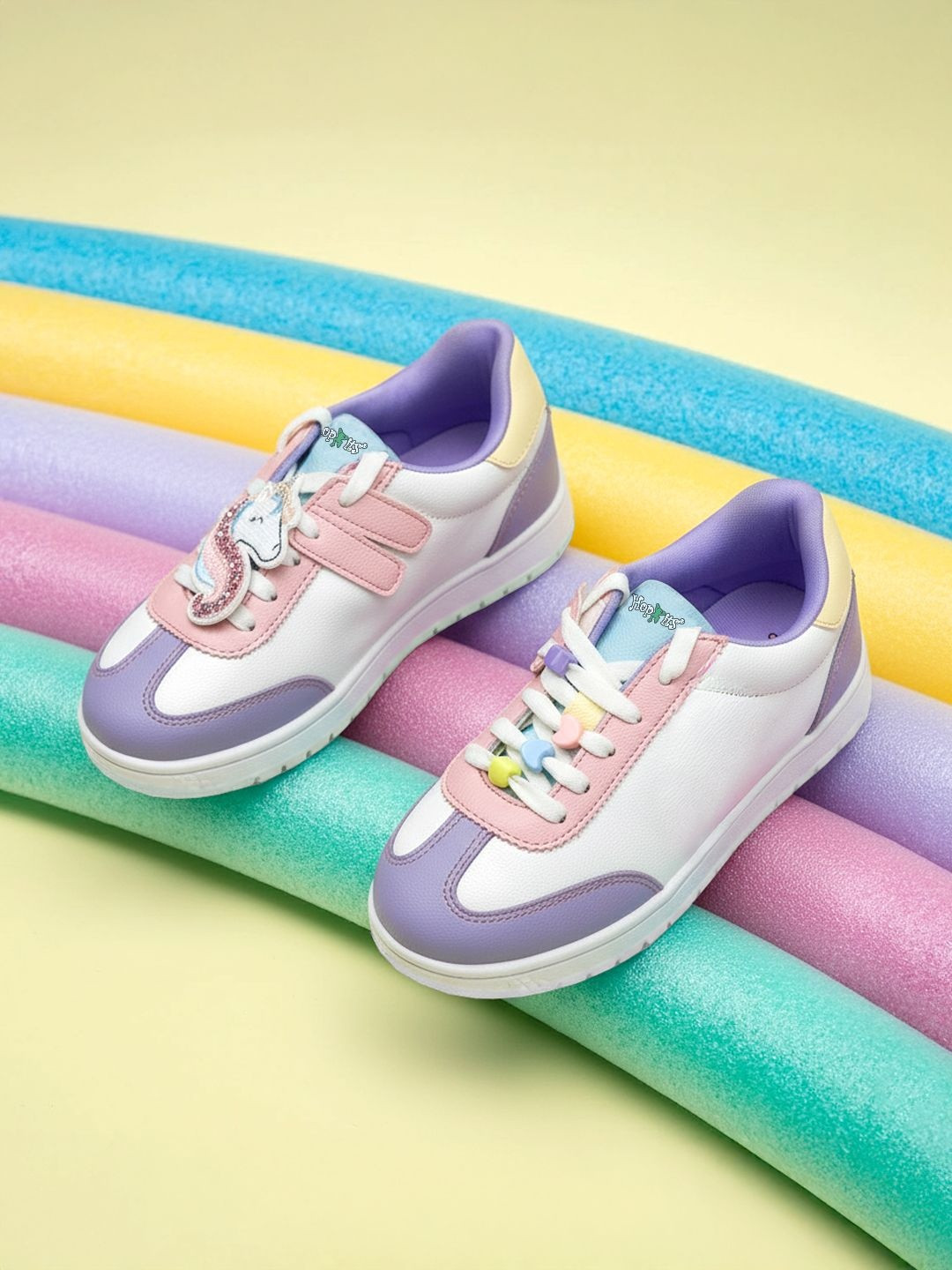 Hopits Girls Colourblocked Unicorn Love Lace-Ups Round Toe Sneakers