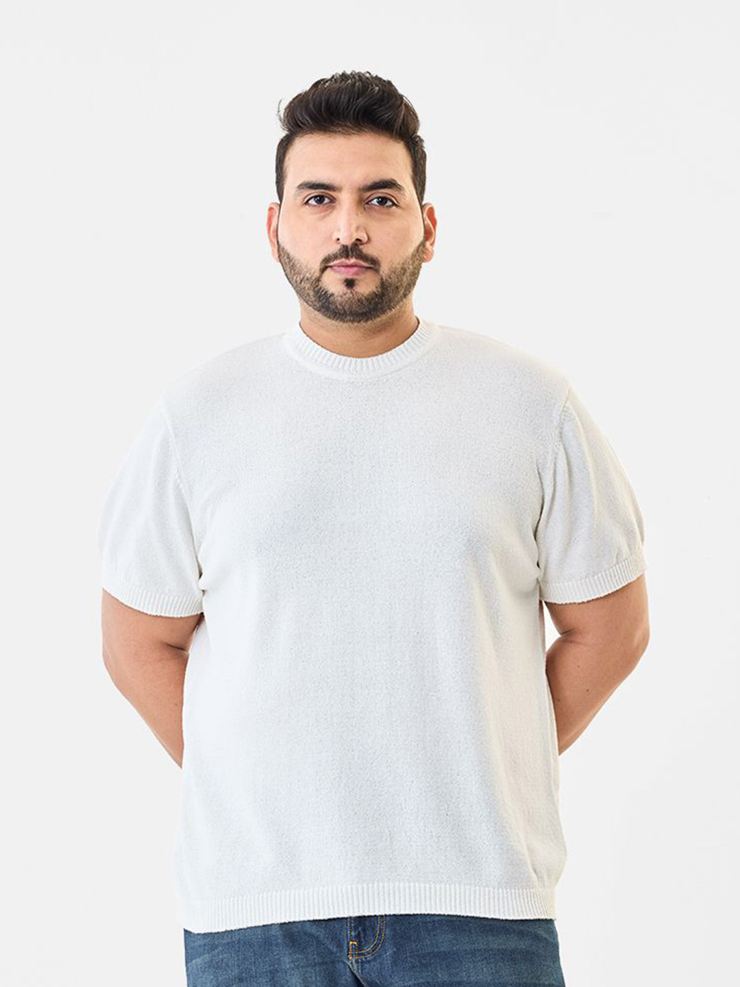 Snitch Plus Size Round Neck Short Sleeves Pullover Sweater