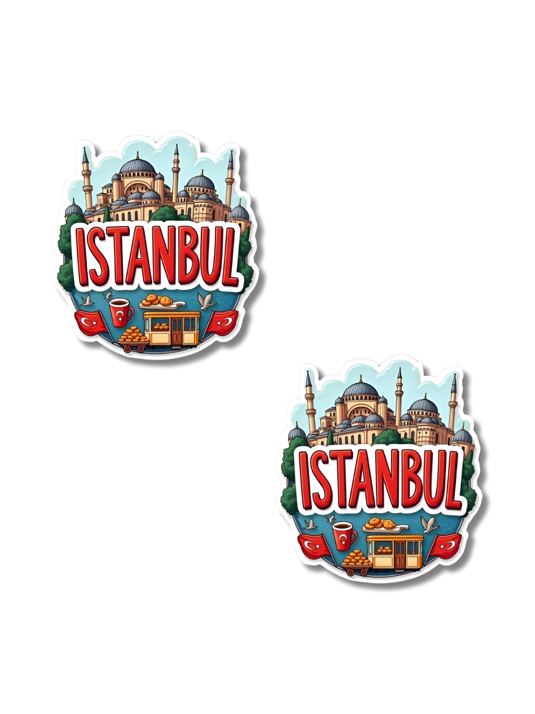GIFTSHALA Set Of 2 Red & Green Istanbul Printed Decorative Magnets