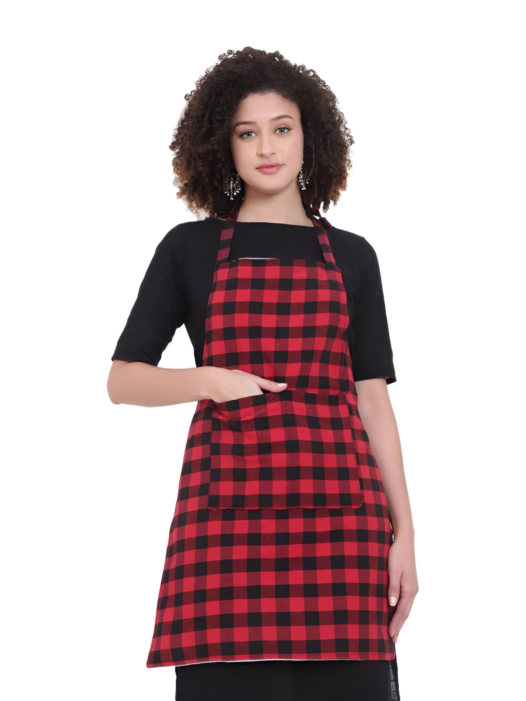 DESNUDA Red & Black Checked Waterproof Apron