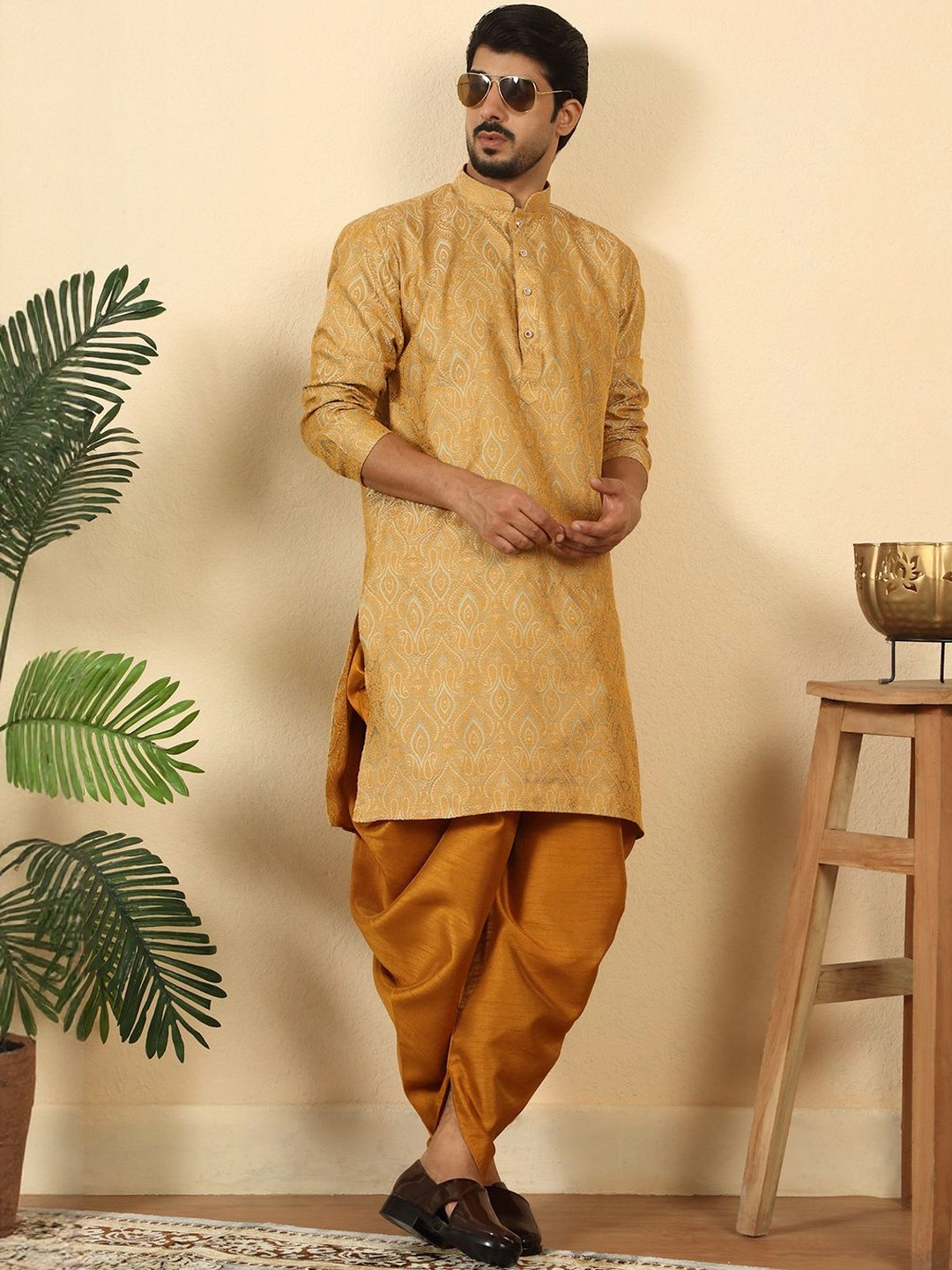 KRAFT INDIA Men Ethnic Motifs Regular Kurta with Dhoti Pants
