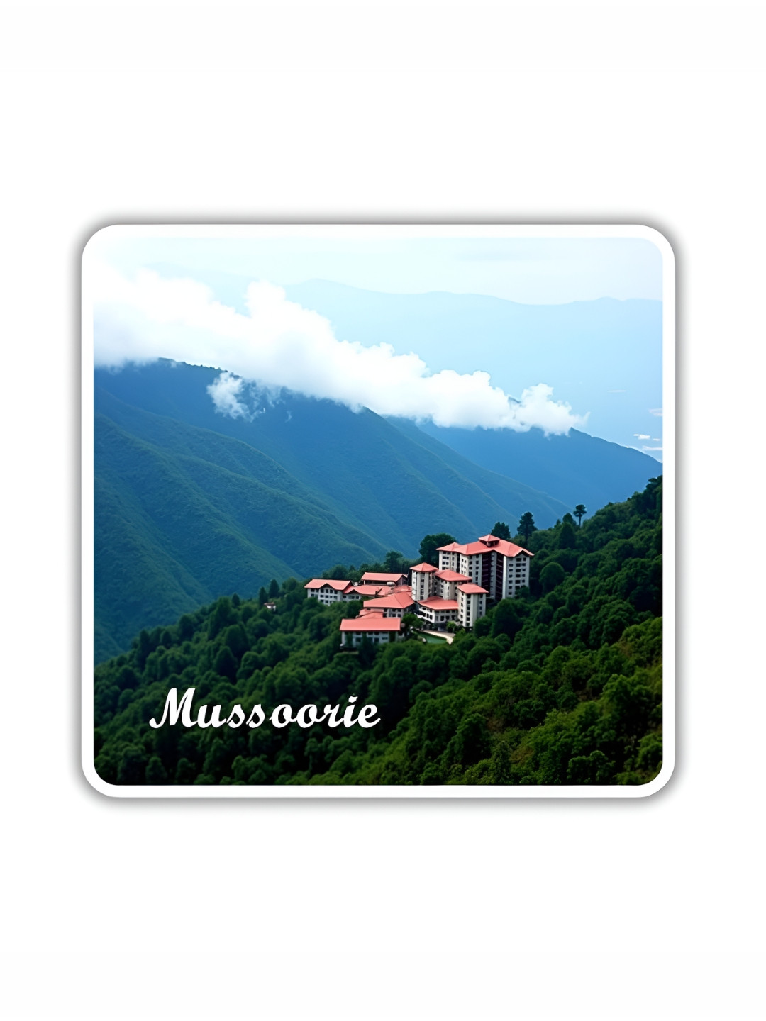 GIFTSHALA White & Green Mussoorie Printed Decorative Magnets