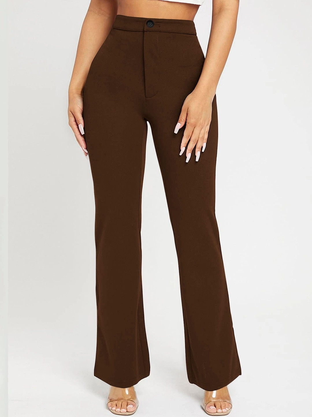 BAESD Women Relaxed Straight Leg High-Rise Regular Trousers