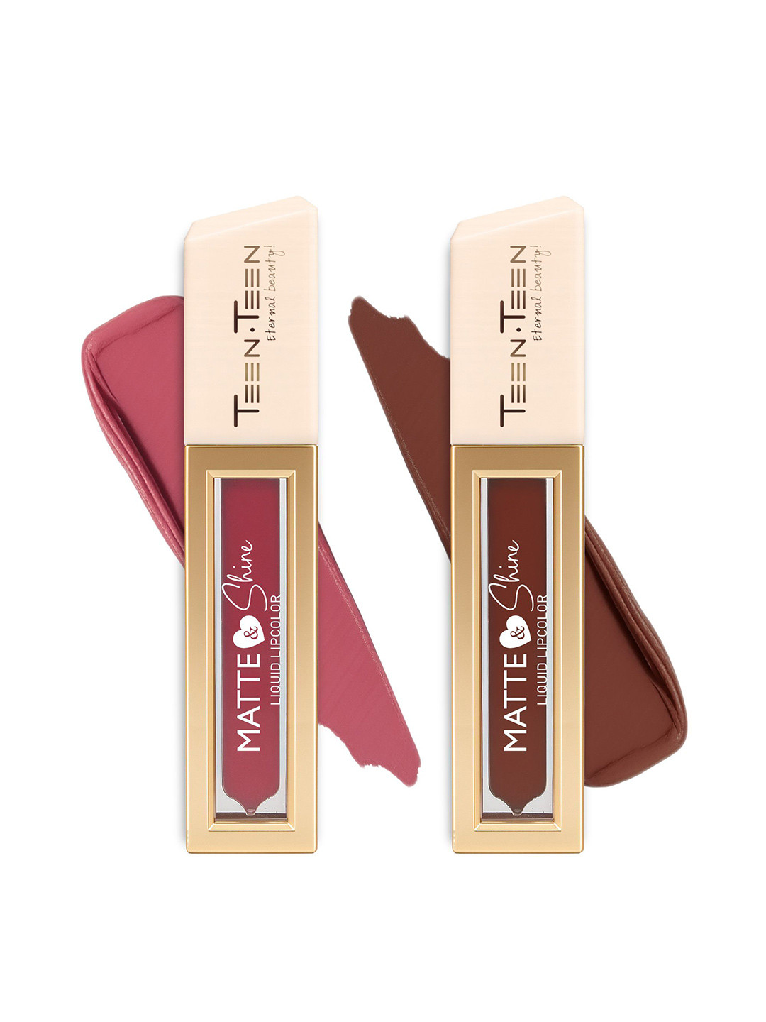 TEEN TEEN COSMETICS Set Of 2 Matte & Shine Liquid Lipcolor- 8 ml Each- Rumor 04- Has-It 09