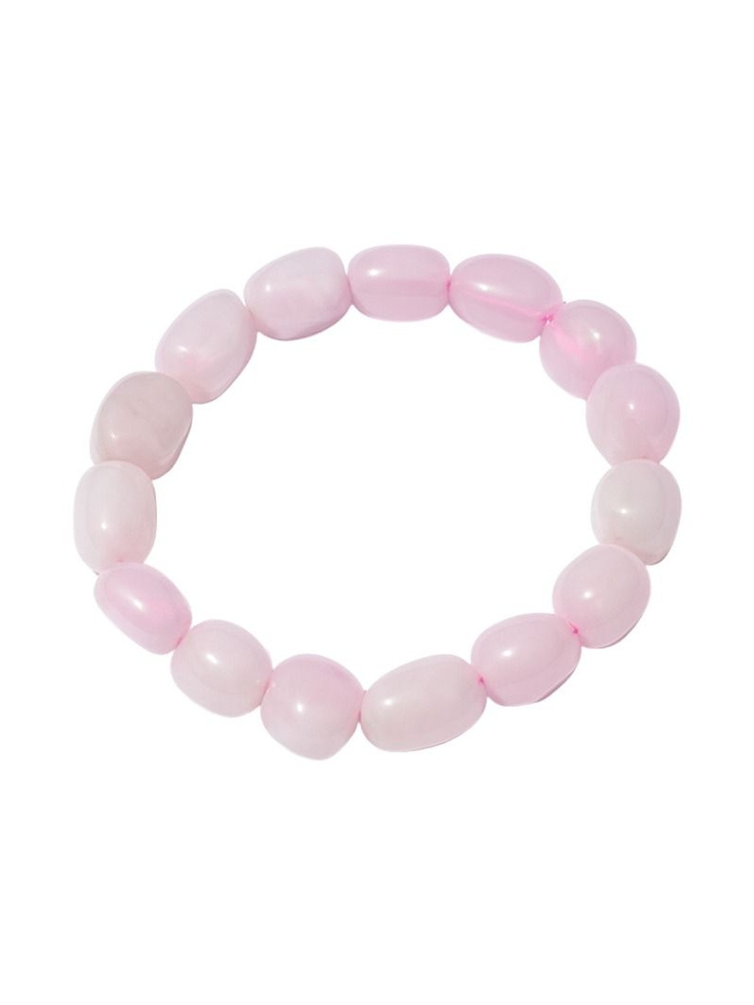 ARE Crystals Beaded Rose Quartz Tumbled Elasticated Bracelet