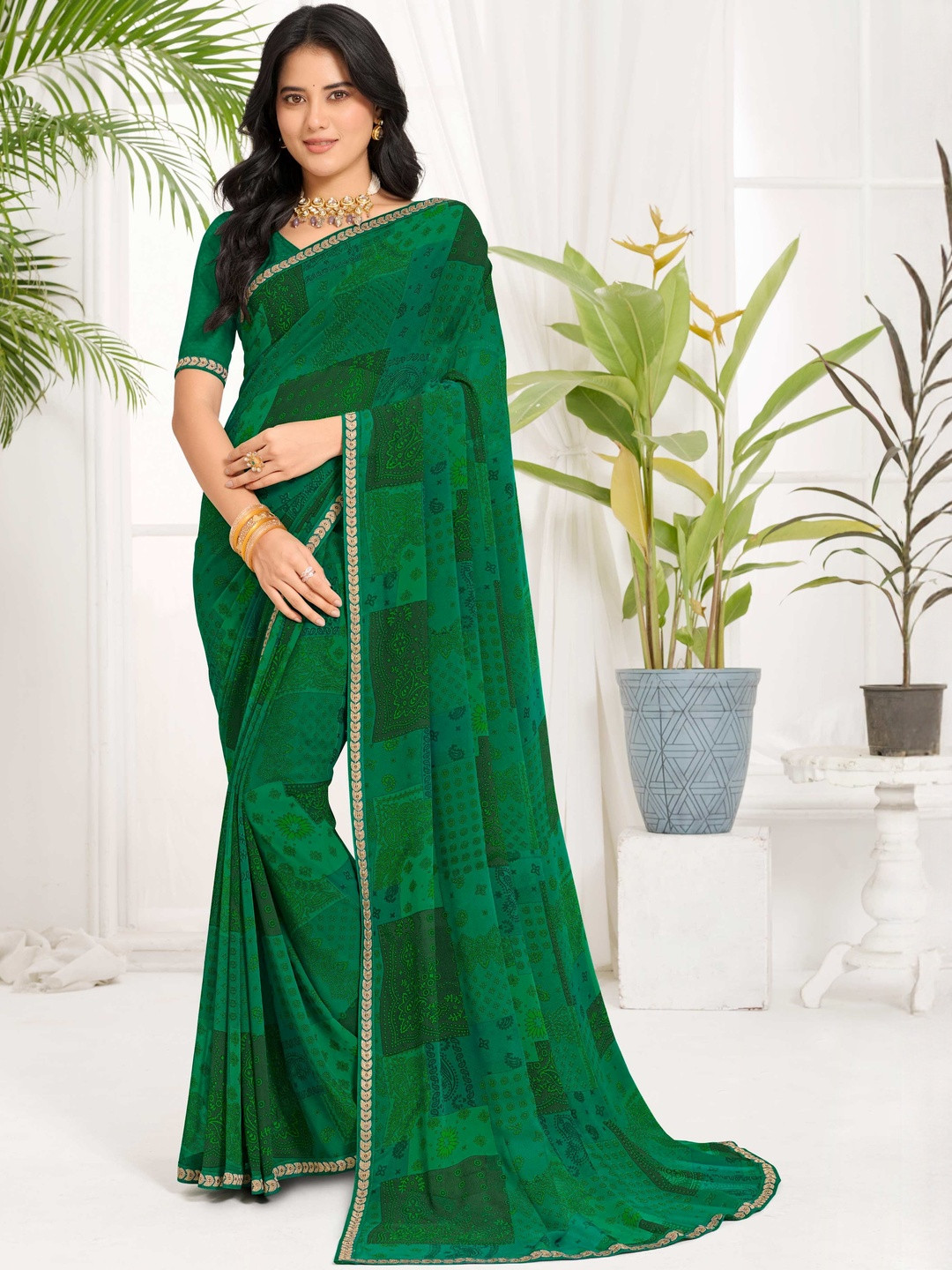 Laxmipati Paisley Printed Zari Saree With Blouse Piece