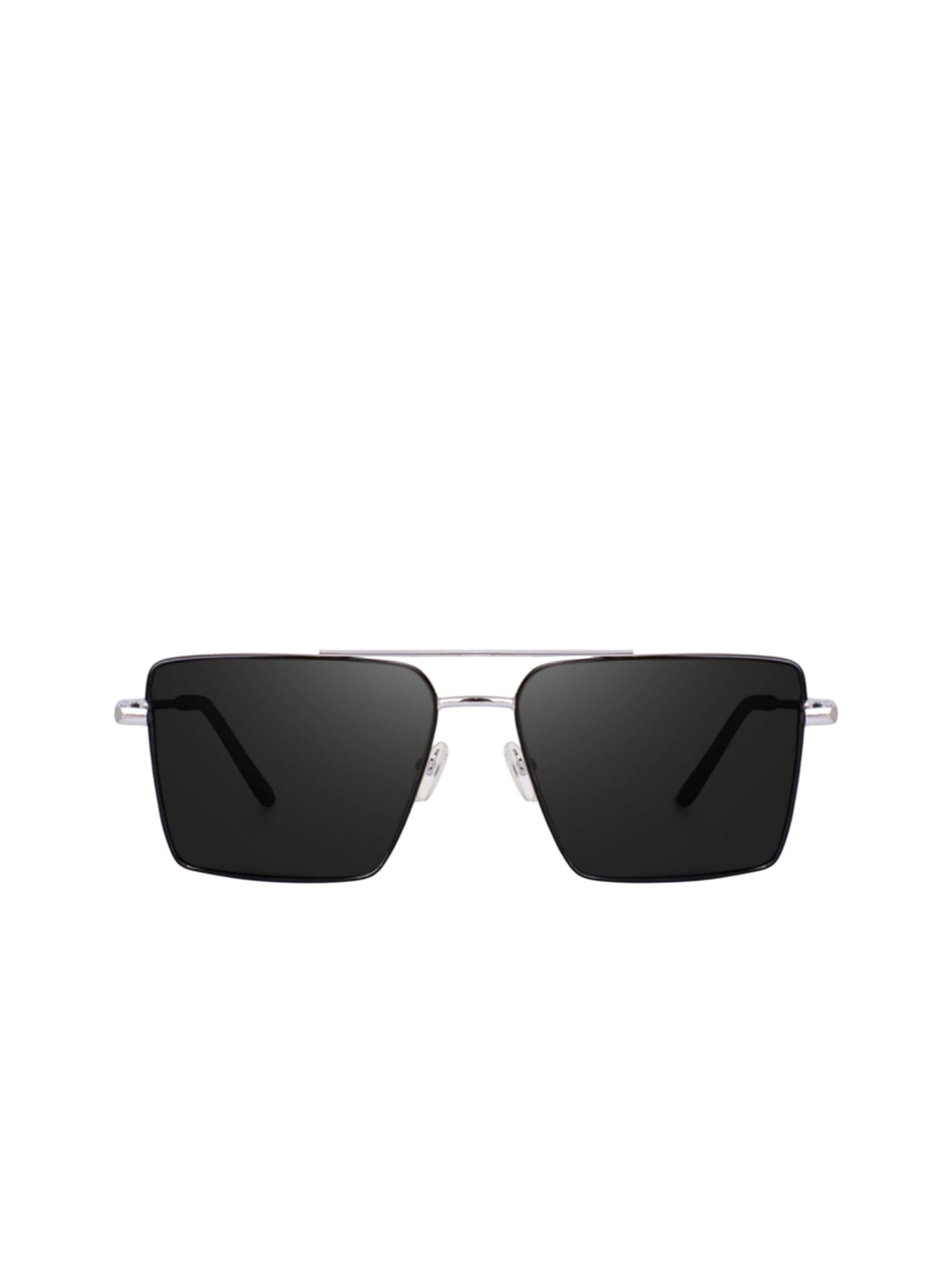 SPADEACES Men Rectangle Sunglasses with UV Protected LensHQ SILVER BLACK SQUARE -19_17_10