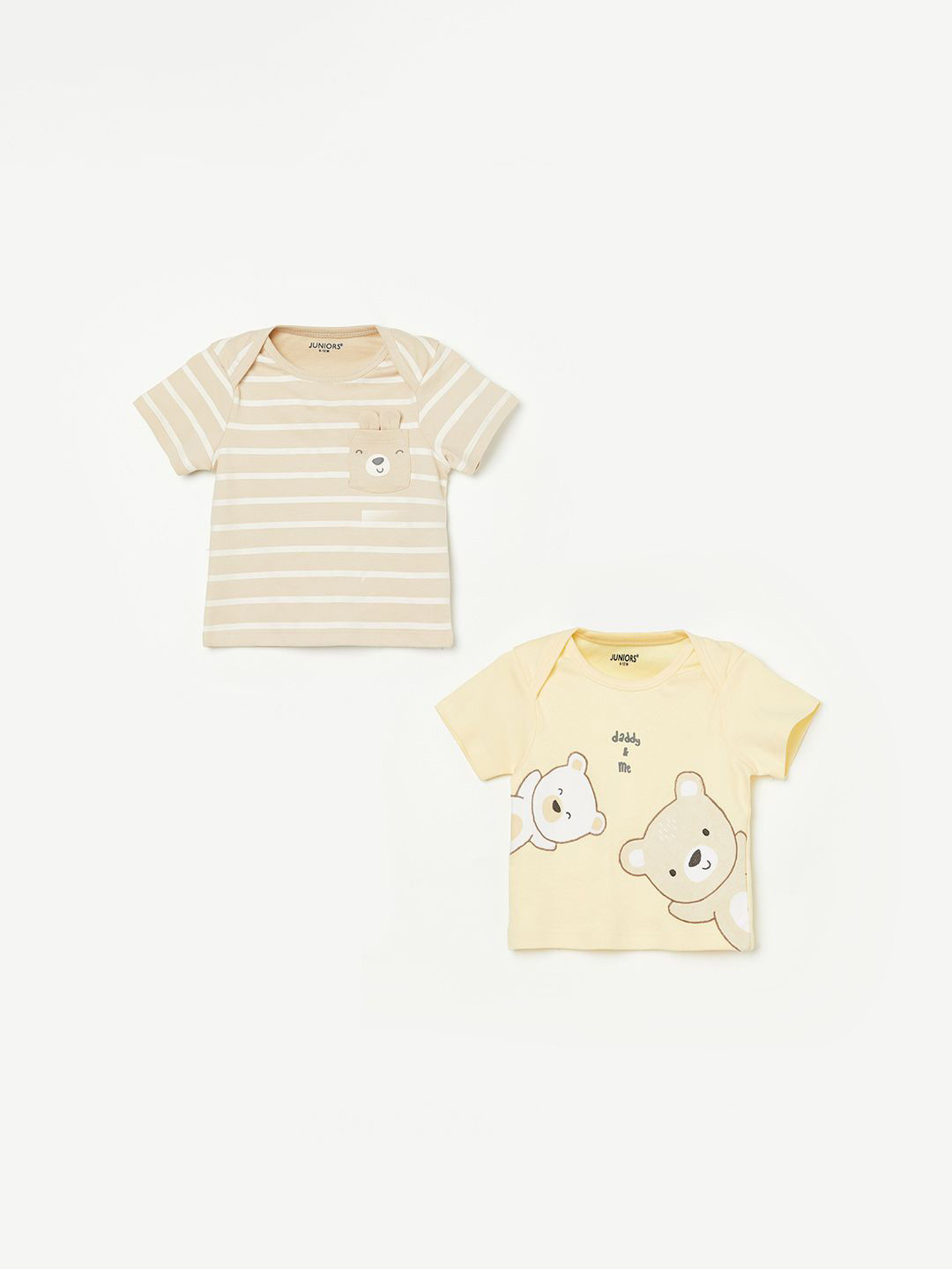 Juniors by Lifestyle Boys Pack Of 2 Striped Regular Fit Envelop Neck Tshirts