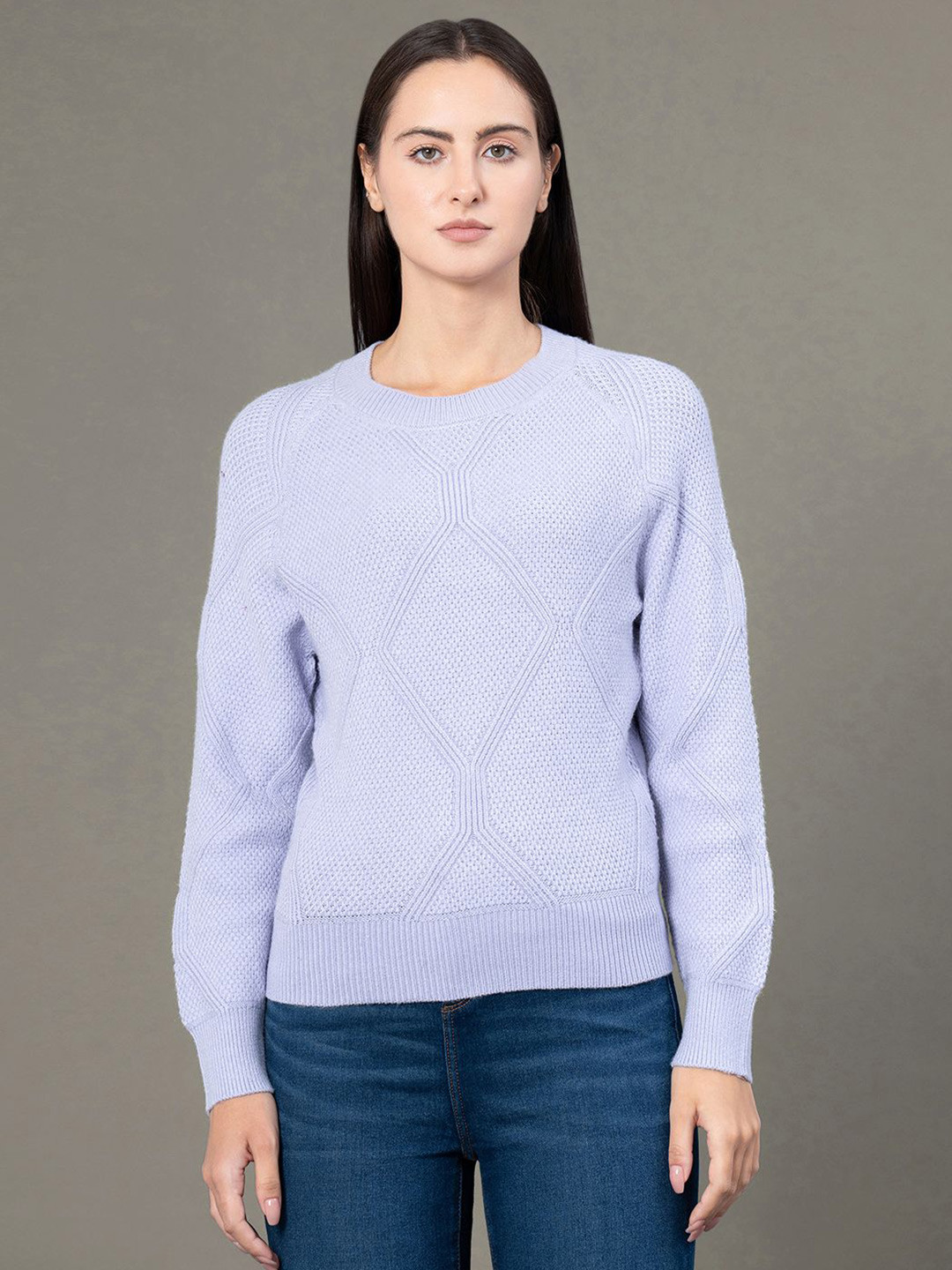 Red Tape Women Round Neck Cable Knit Pullover