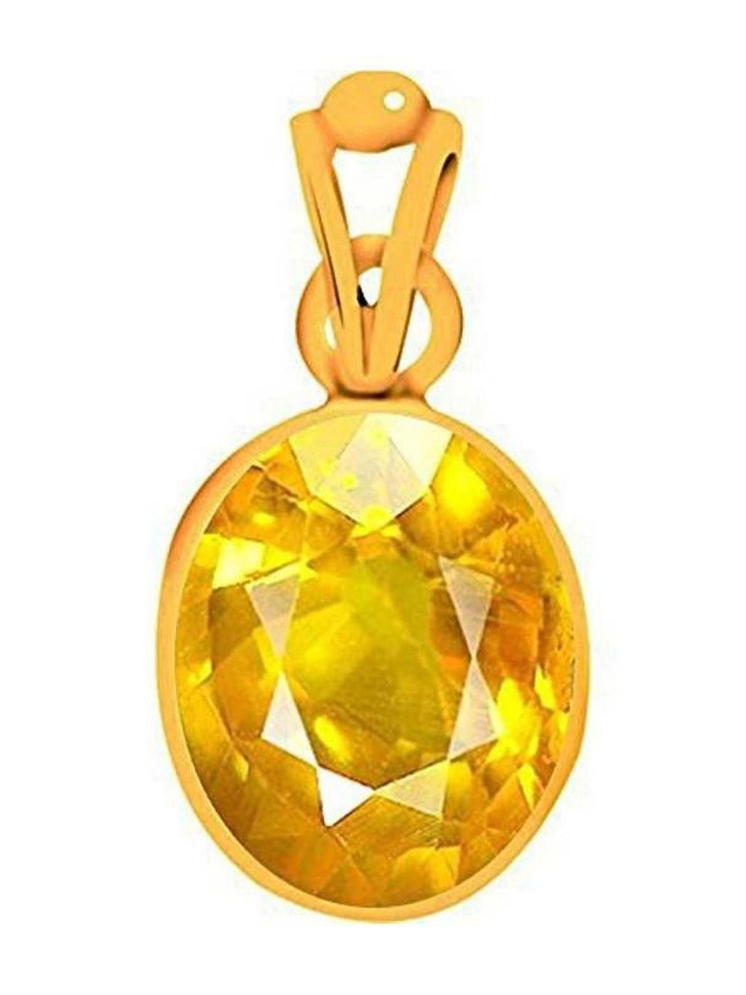RAVIOUR LIFESTYLE Unisex Sapphire Pukhraj Gemstone Brass Pendant