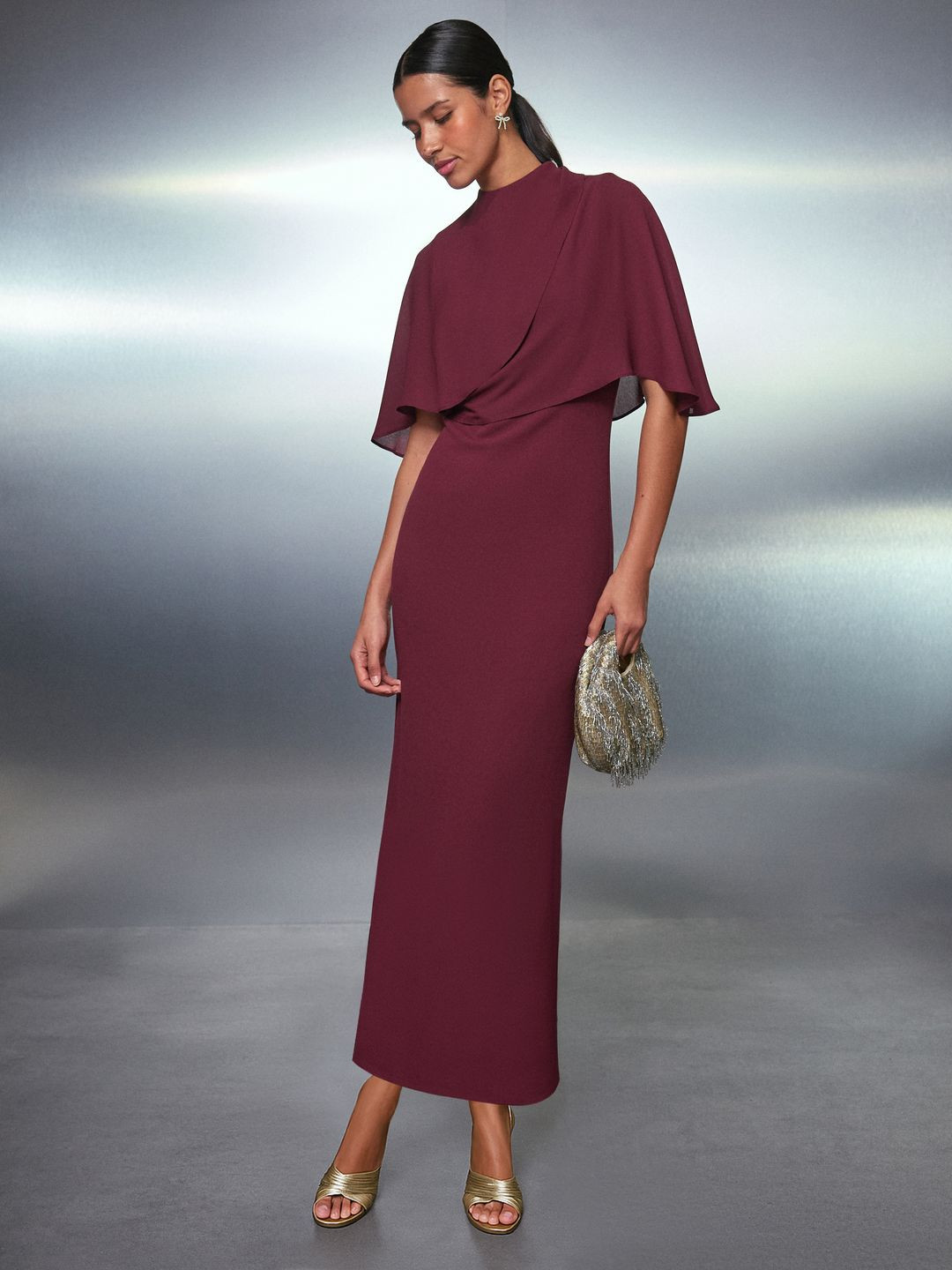 NEXT Round Neck Sheer Cape Maxi Dress
