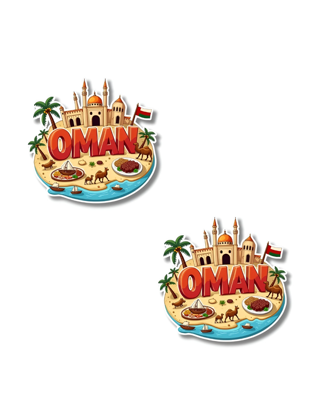 GIFTSHALA Red & Beige Oman Printed Durable Decorative Magnets