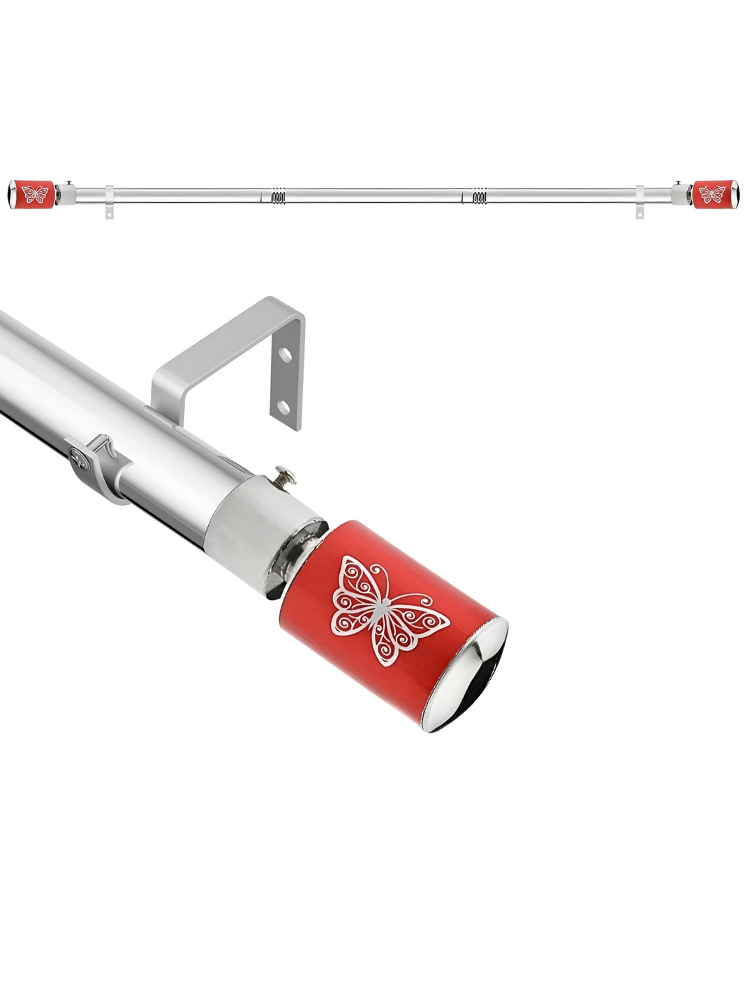 GLOXY Red Chrome Finish Extendable Curtain Rods & Brackets