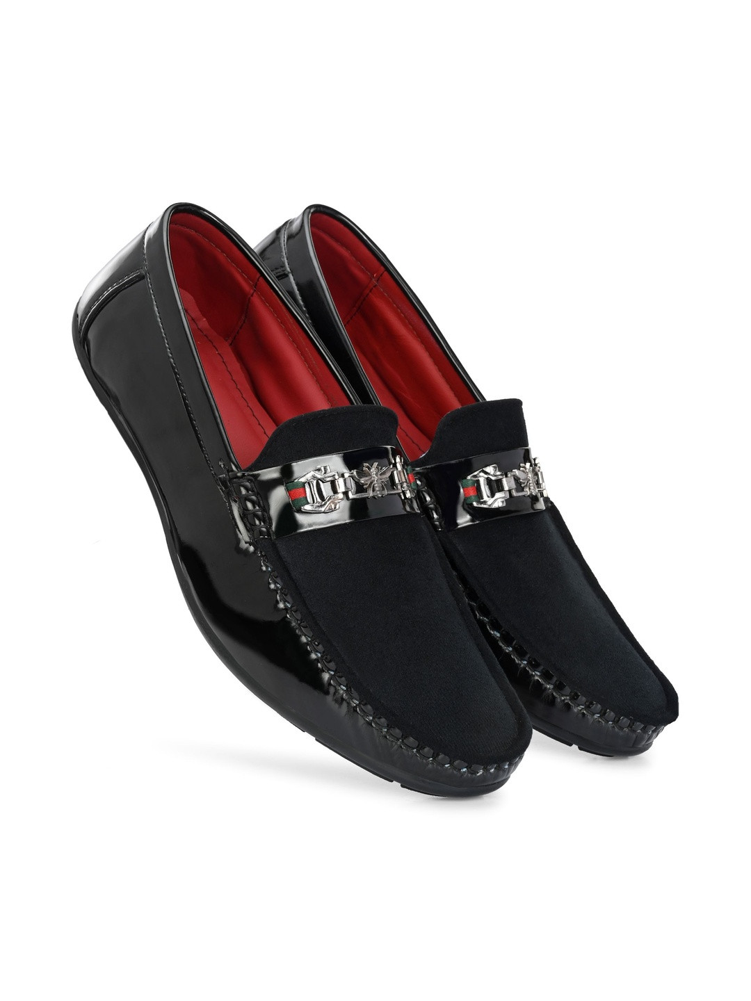 DENSU Men Textured Horsebit Loafers