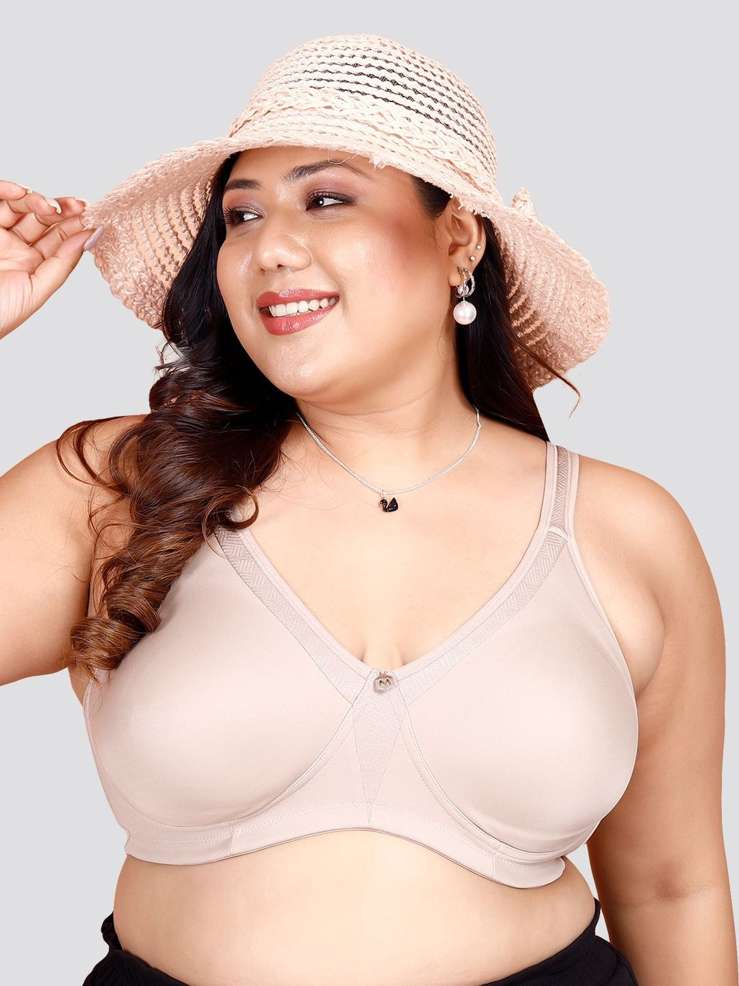 MAASHIE Solid Self Design Full Coverage Non Padded Non-Wired Bra