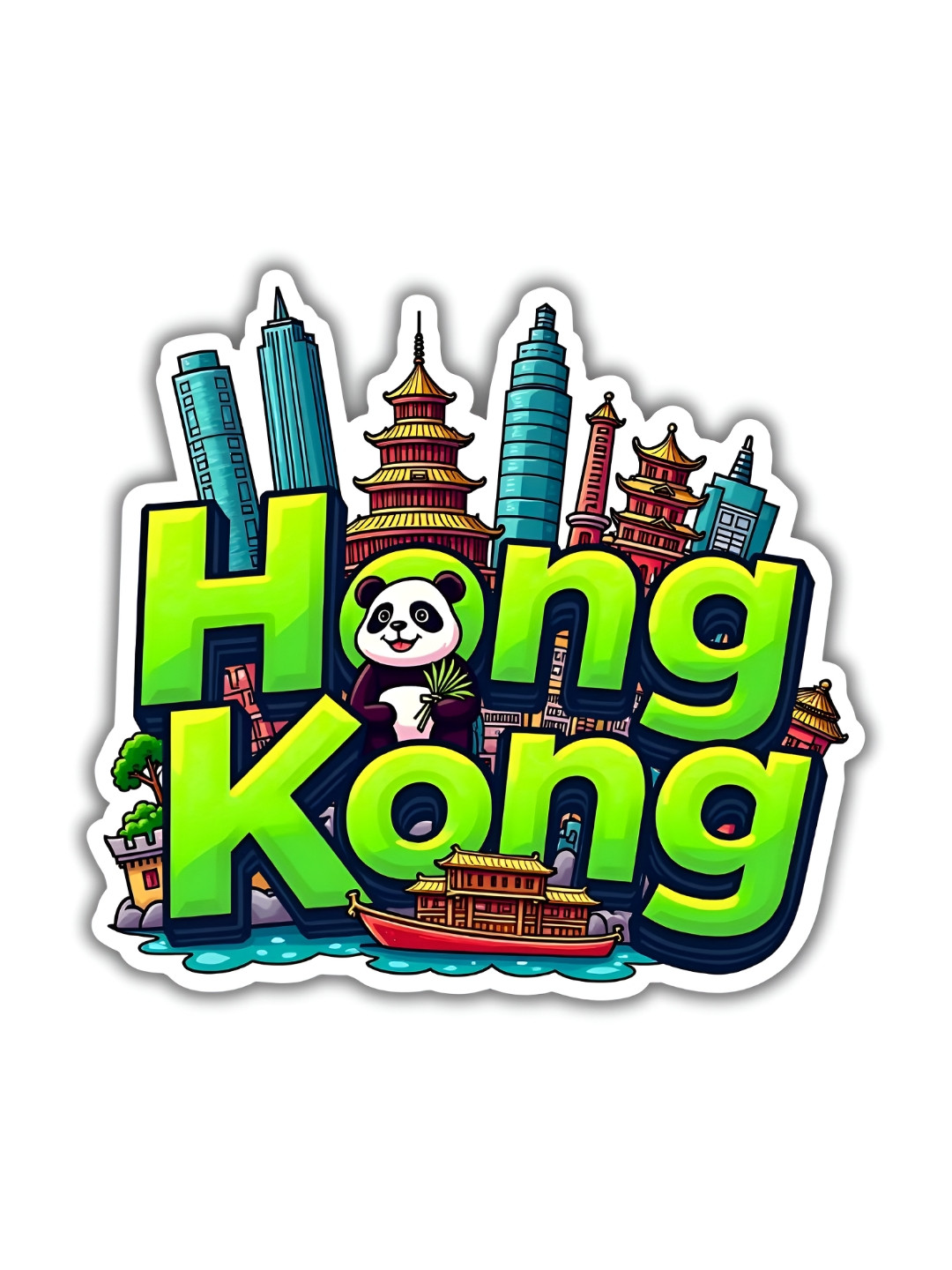 GIFTODAY Blue & Green Hong Kong Printed Decorative Magnet