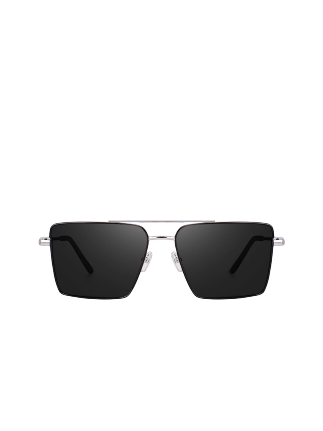 SPADEACES Unisex Rectangle UV Protected Lens Sunglasses HQ SILVER BLACK SQUARE -81_17_10