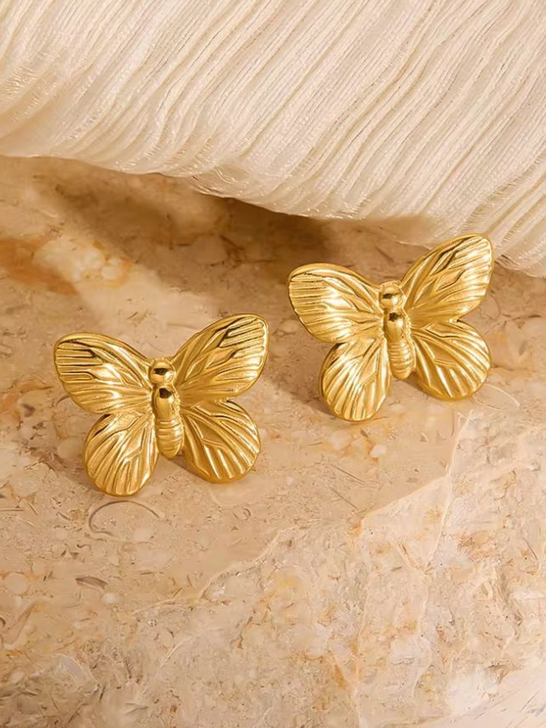 Nitant Butterfly Shaped Stainless Steel Studs Earrings