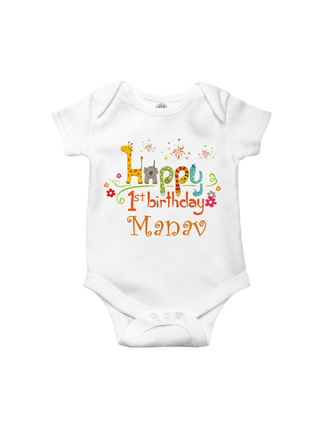THE PRINT PLATTER Kids 1st Birthday Printed Envelope Neck Ultra Bio Wash Cotton Bodysuit