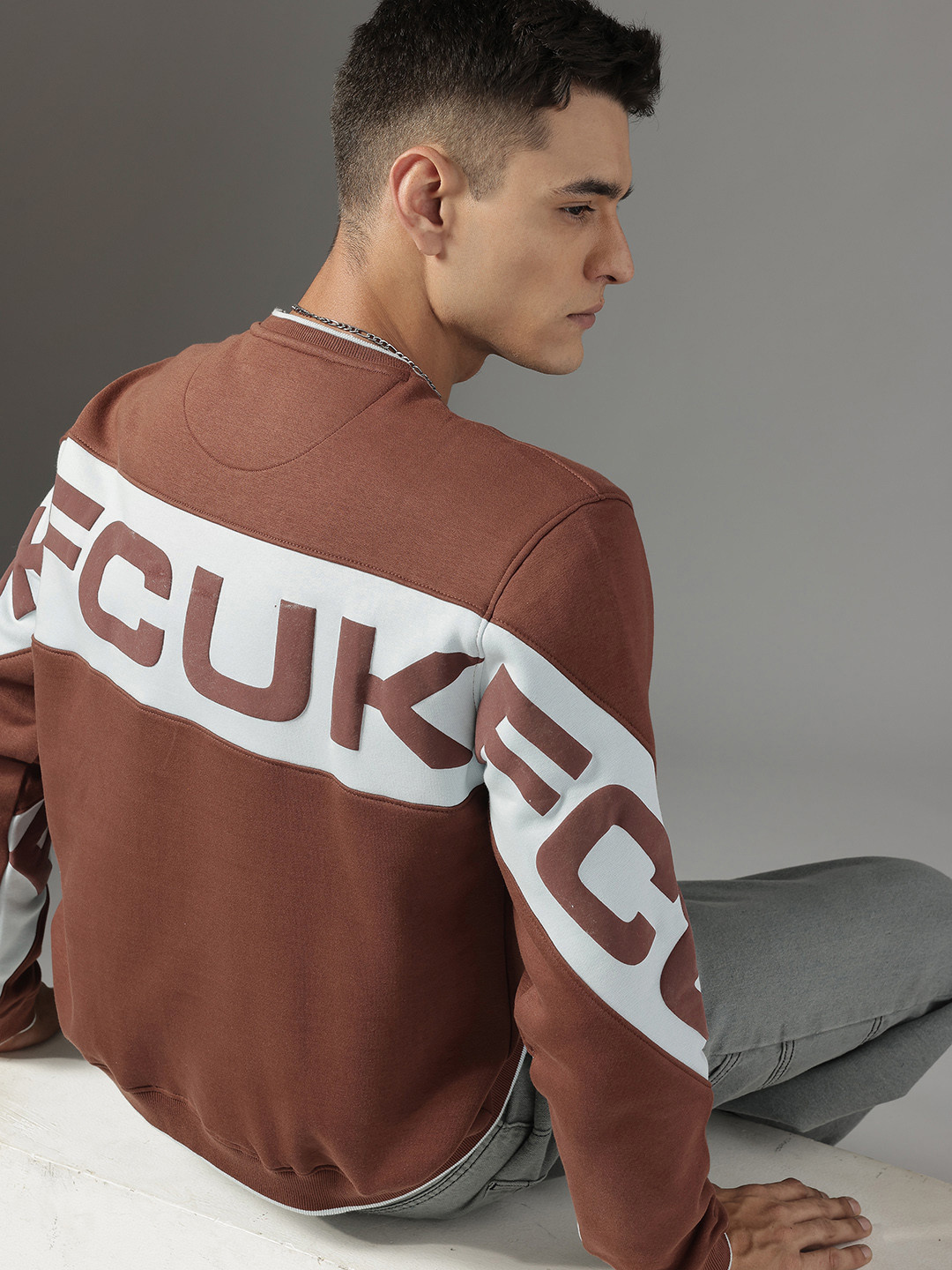 Brand Logo Printed Colourblocked Sweatshirt