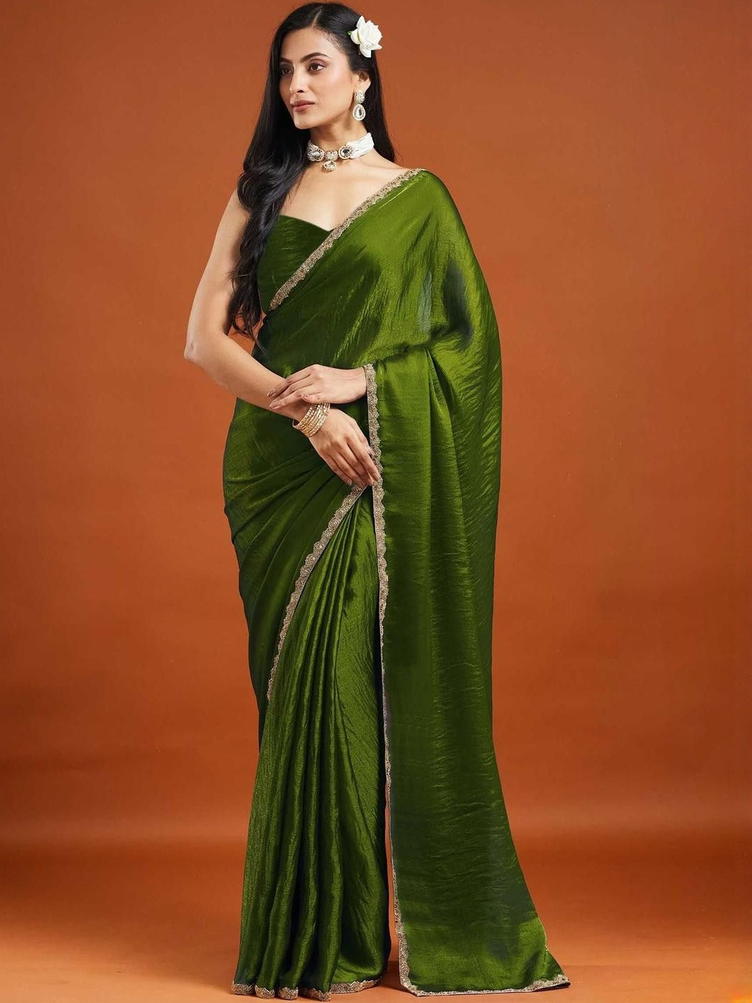 Moksha Trends Embellished Border Banarasi Saree With Blouse Piece