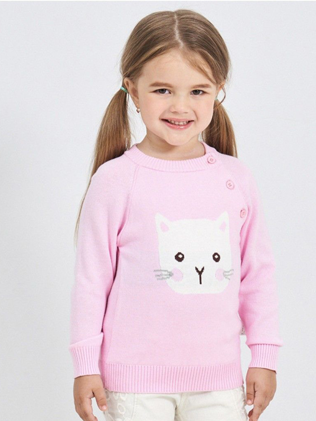 YK Girls Kitty Pattern Long Sleeves Sweatshirt