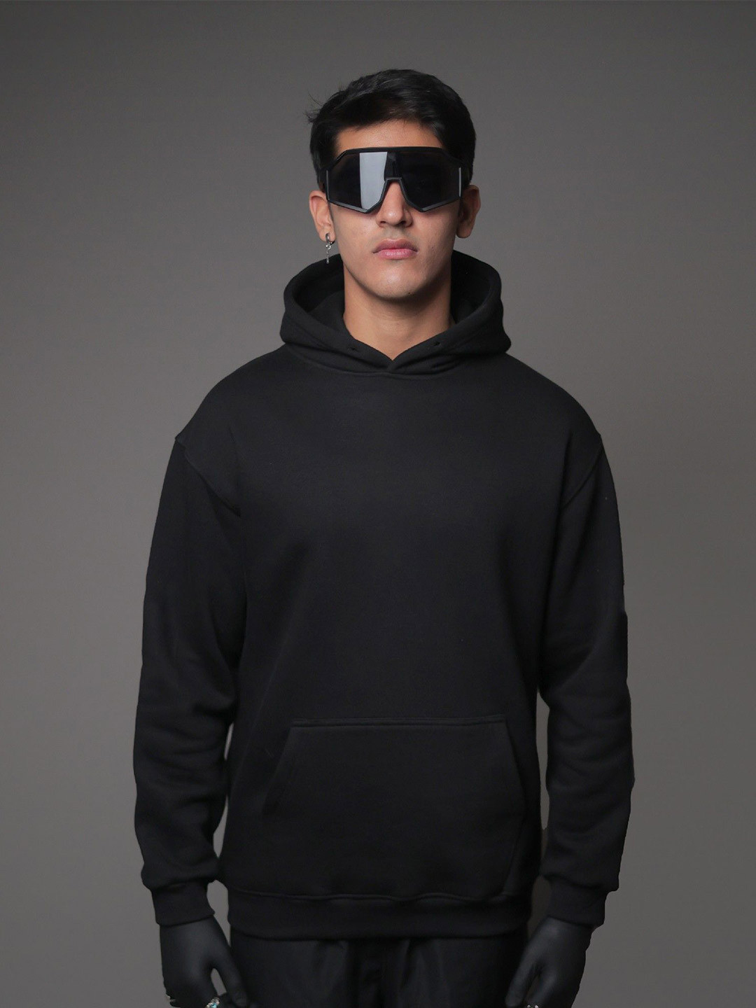 WHITE HUSK Cotton Oversized Hooded Sweatshirt